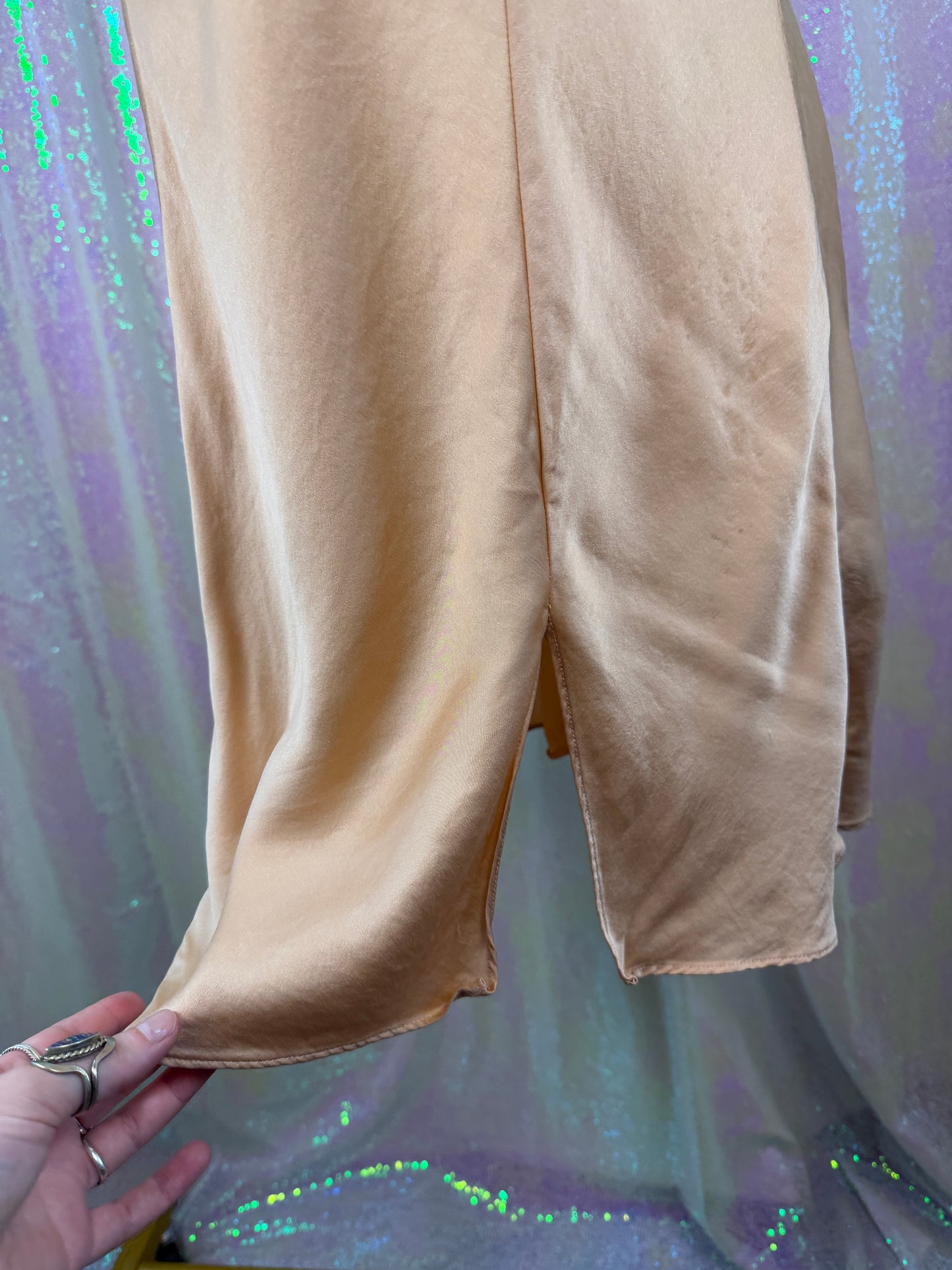 Victoria's Secret (M) 🥂✨🕊️🌙 satin slip lingerie champagne mini dress (factory tagged: M)