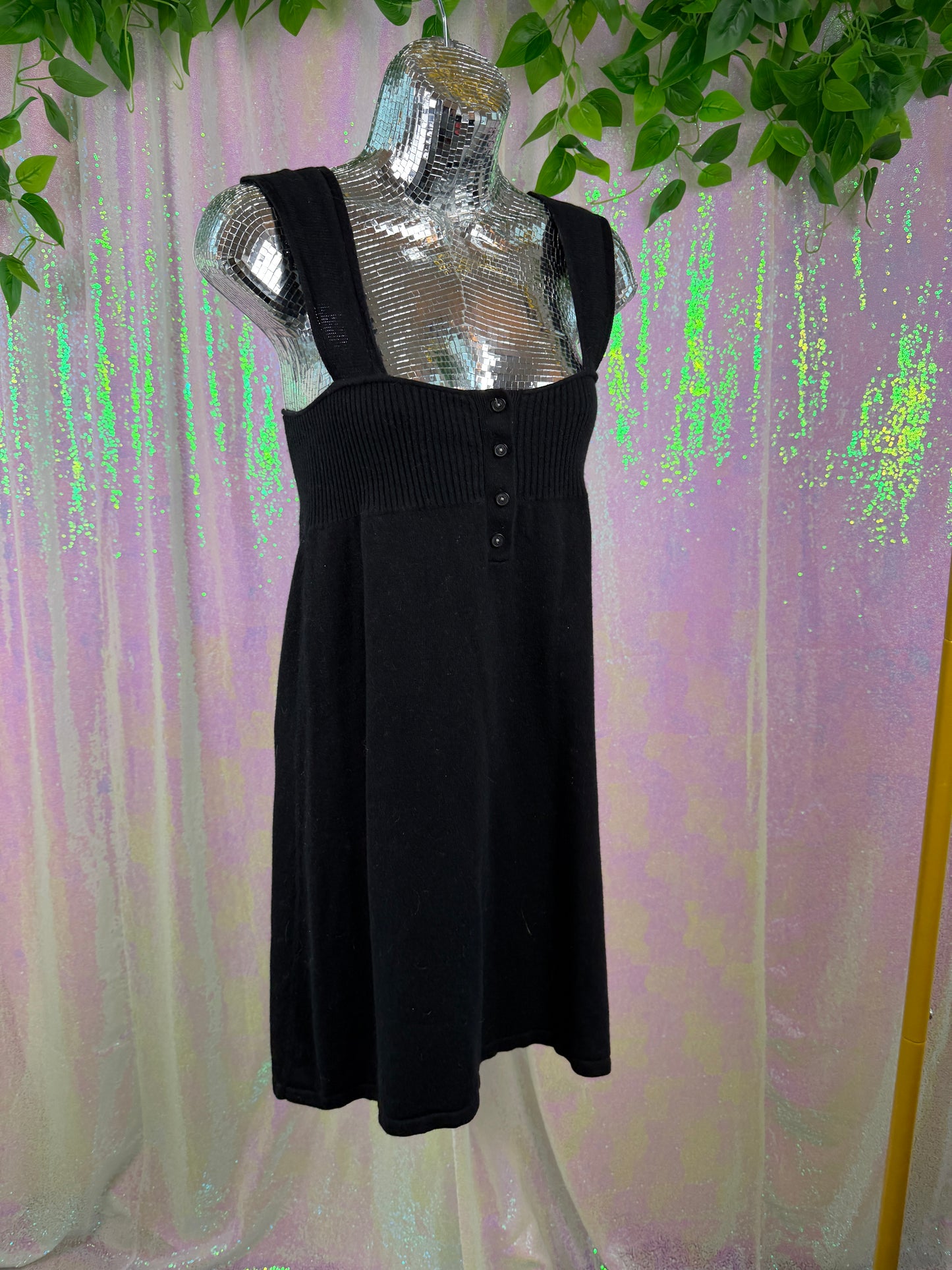 Volcom (S) 🖤🕸️🕷️🦇 noir black whimsy goth soft comfy knit frock dress (factory tagged: L)