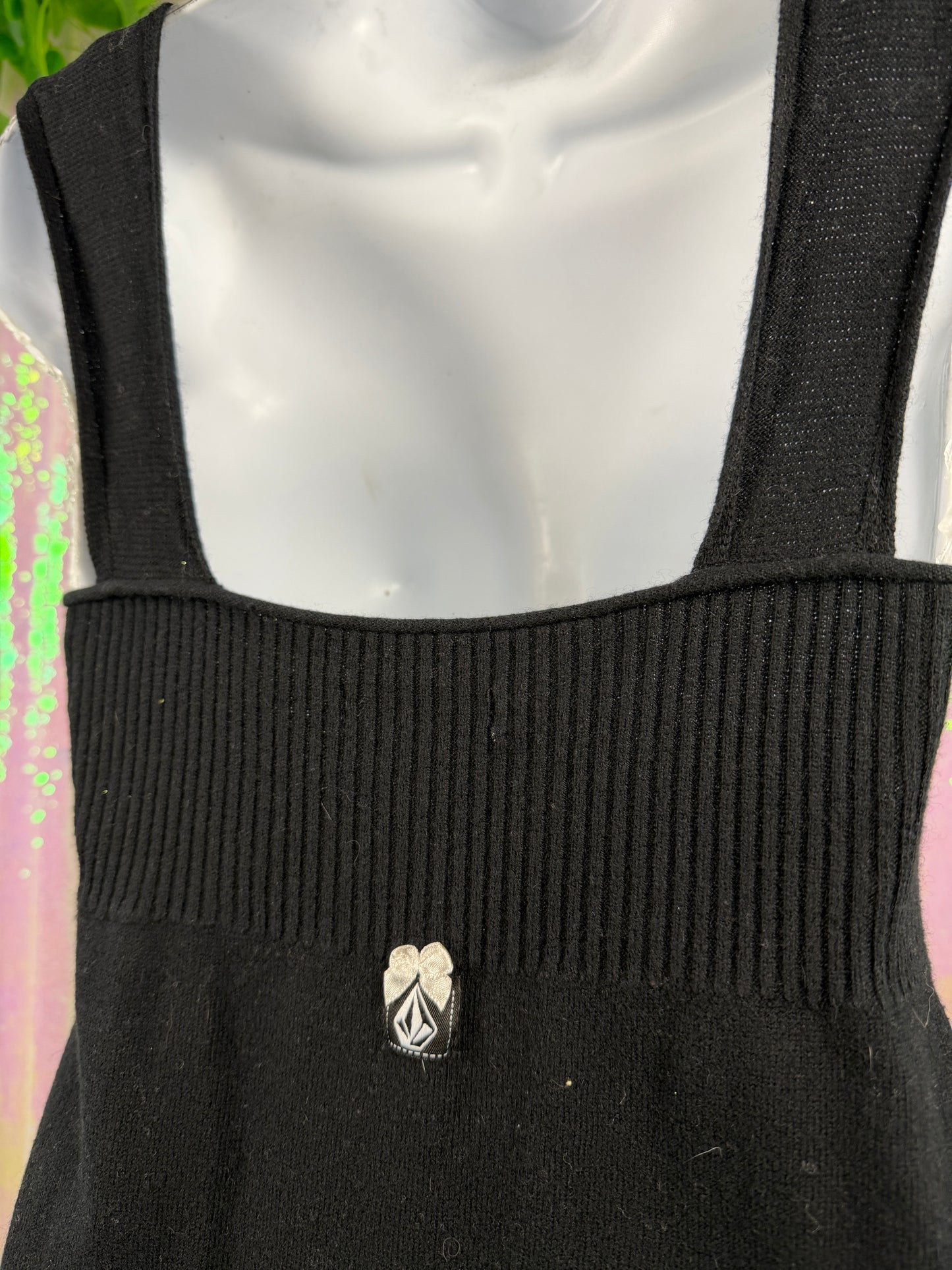 Volcom (S) 🖤🕸️🕷️🦇 noir black whimsy goth soft comfy knit frock dress (factory tagged: L)