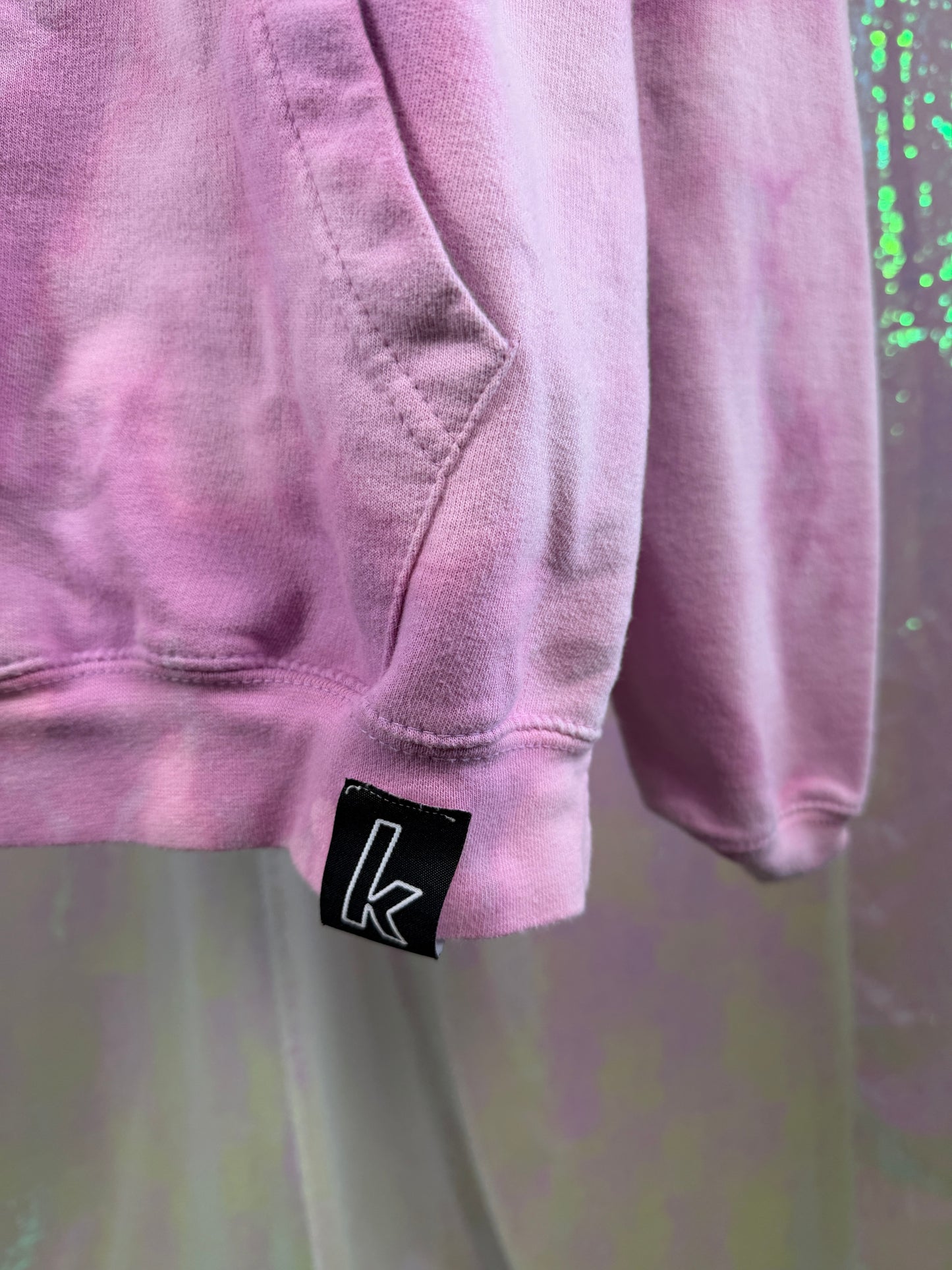 JustHoods AWDis (L) 💖🌸🦄🎀 custom tie-dye pastel pink floral embroidered soft hoodie streetwear sweatshirt (factory tagged: L)