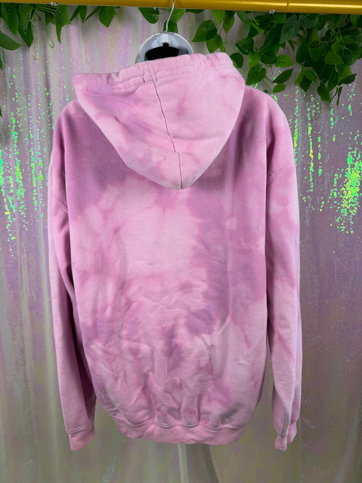 JustHoods AWDis (L) 💖🌸🦄🎀 custom tie-dye pastel pink floral embroidered soft hoodie streetwear sweatshirt (factory tagged: L)