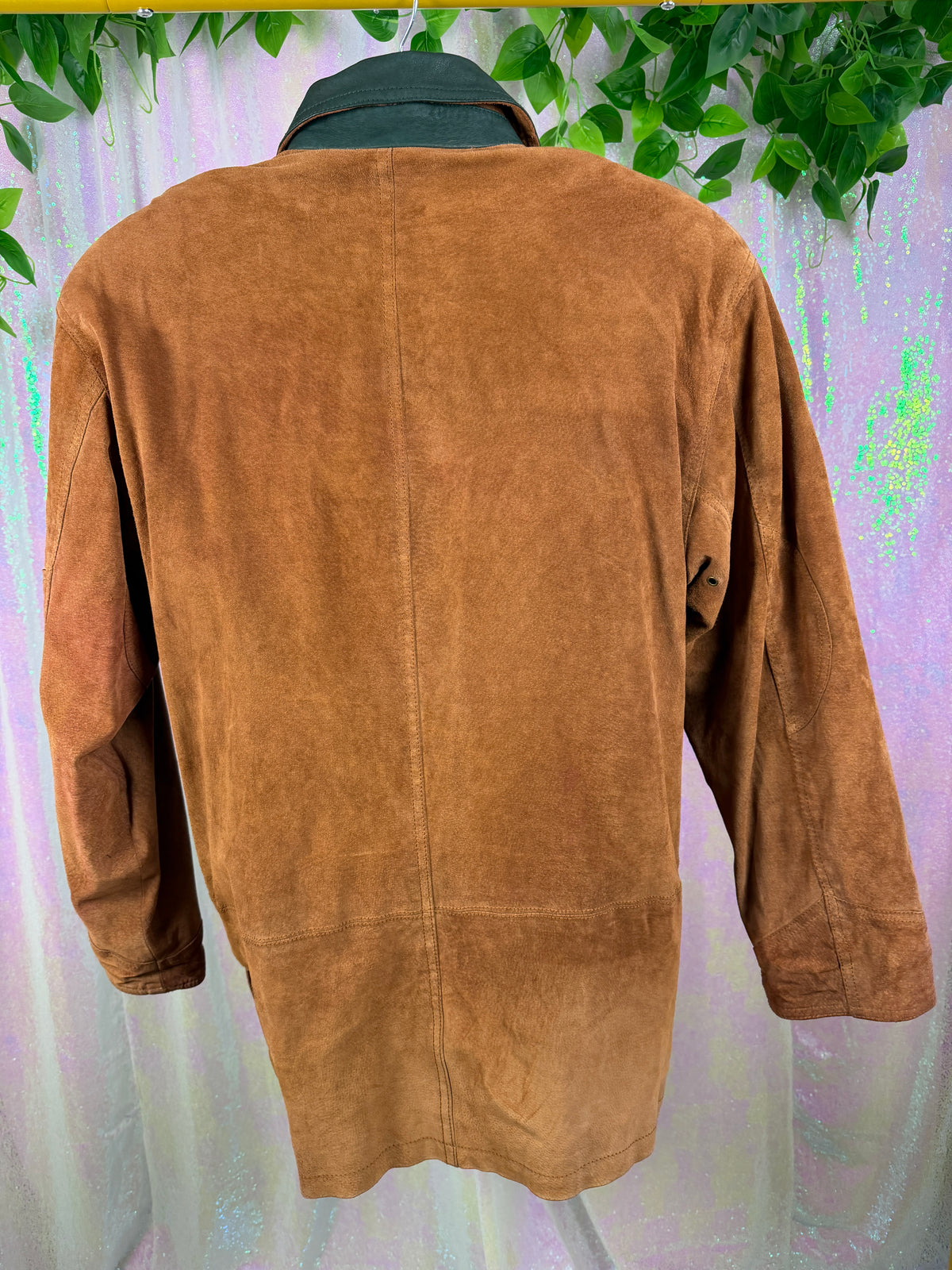 Winlit (S) 🍂🦌🪵🥾 cognac brown suede leather contrast collar utility field jacket (factory tagged: S)