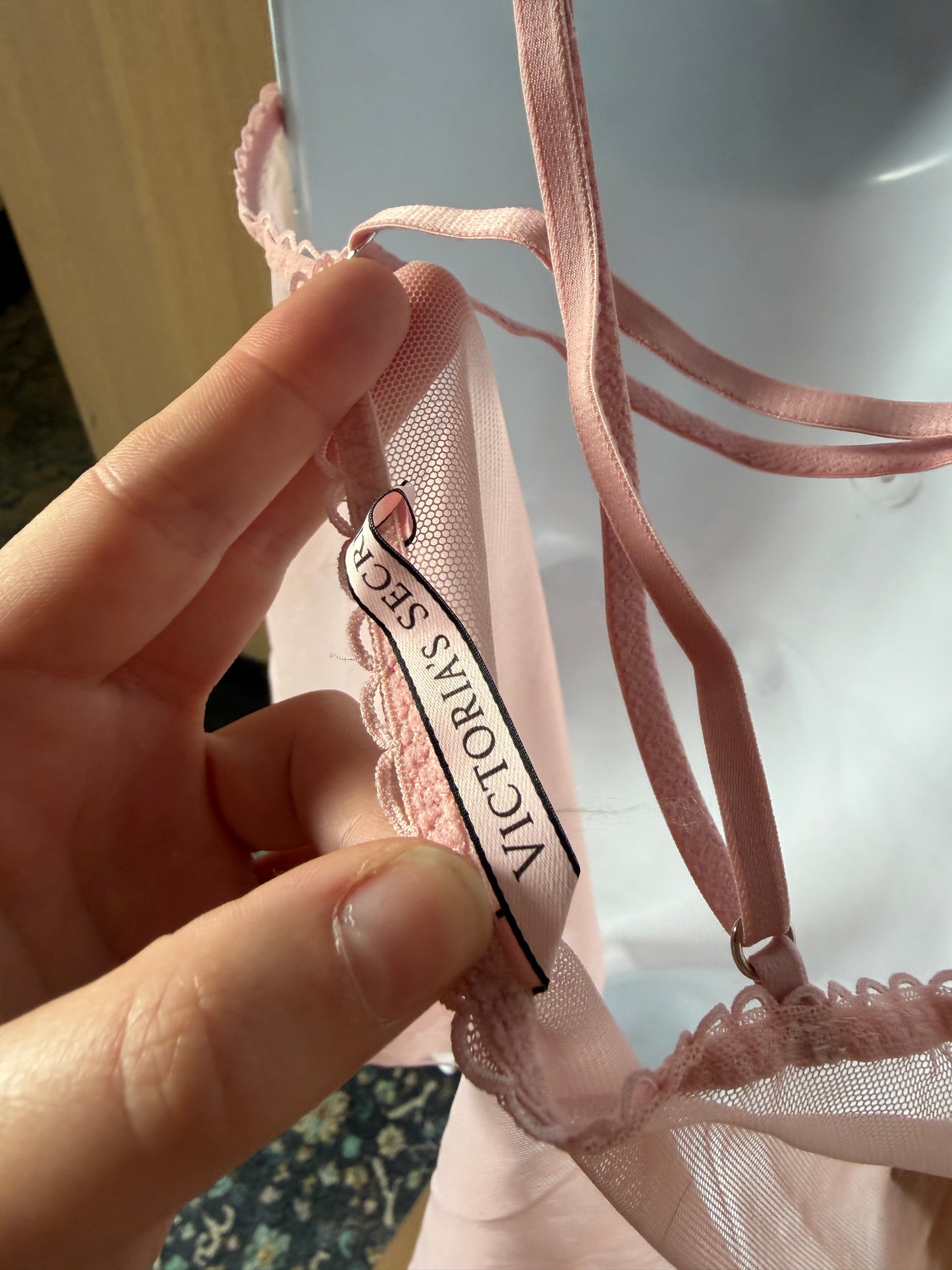 Victoria's Secret (M) 💗💐🌸💞 vintage late 90's early 2000's y2k britney spears lace and mesh blush pink babydoll lingerie see through slip dress, pink (factory tag: n/a)