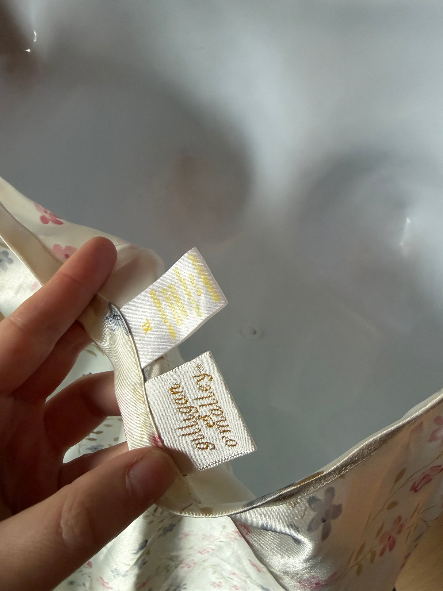 Gillian O’Malley (XL) 🌿🌸🌞💐 vintage mid 2010's y2k floral spring flower vine fairy silky satin lingerie night gown slip dress, cream, pink, yellow, white, green(factory tag: XL)