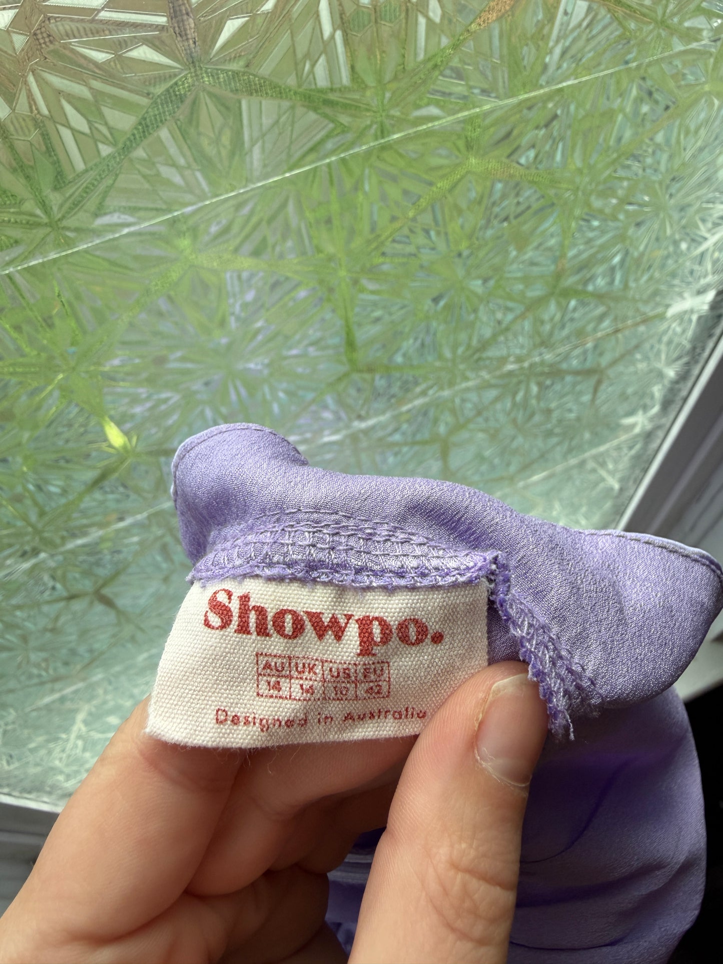 Showpo (S) 💜🎧🎀🪩 lavender haze babydoll tie straps y2k 2010s–2020's lavender sexy satin slip dress, purple (factory tag: AU 4 / US 0–2)