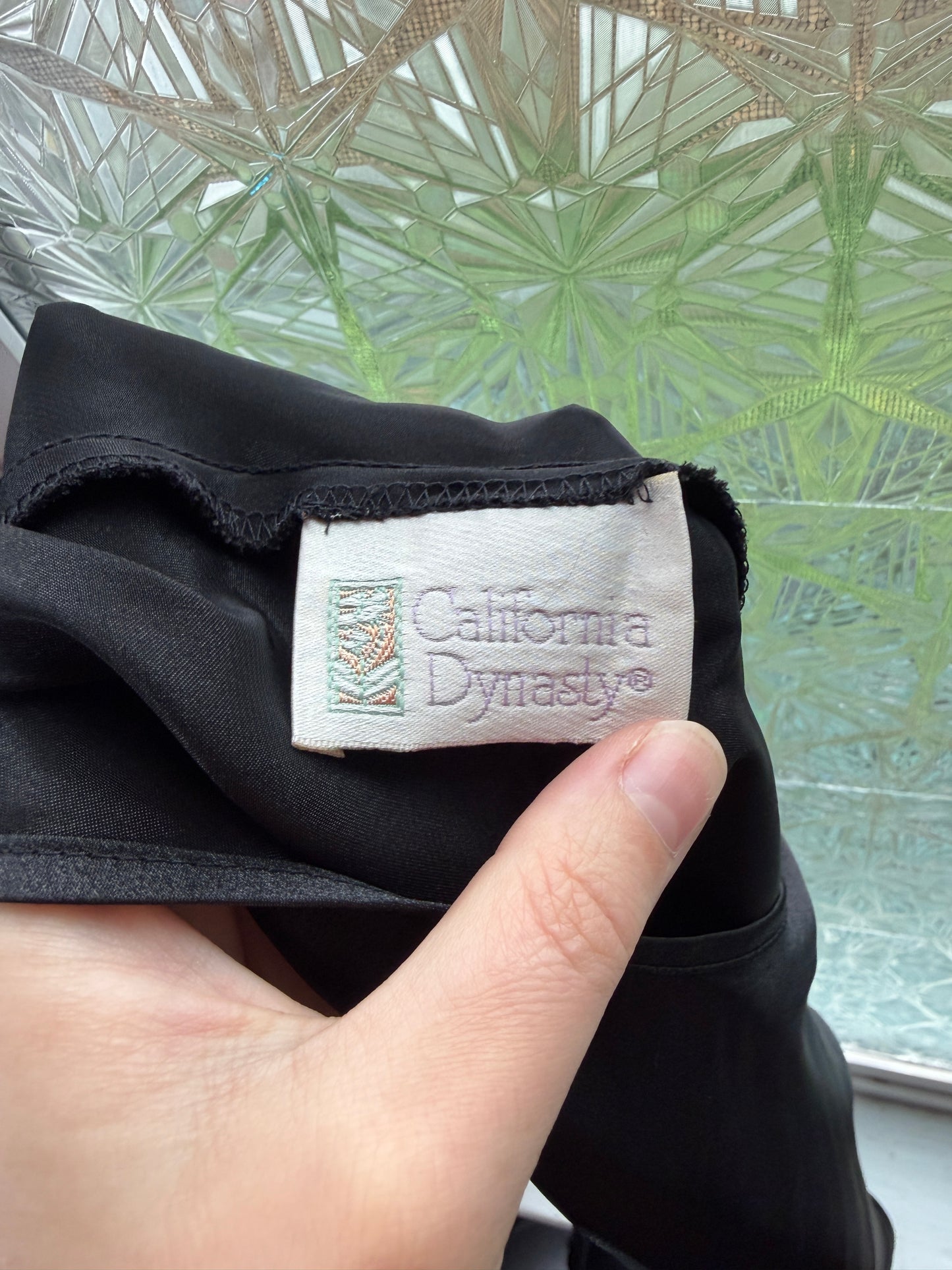 California Dynasty (S) 🌌🕶️🖤📞 vintage 90's to 2000's y2k seductress of the night gown black widow cowl neck slip satin silky dress, black (factory tag: S)