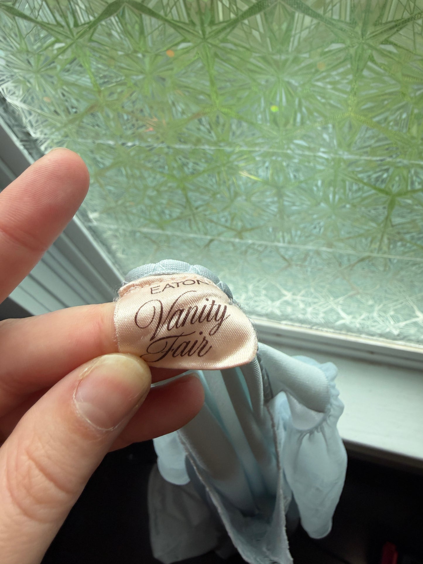 Vanity Fair (L)❄️💠🧊💎 vintage 1970's ethereal goddess of the arctic night ice-blue nightgown sheer slip dress & robe set, blue (factory tag: L )