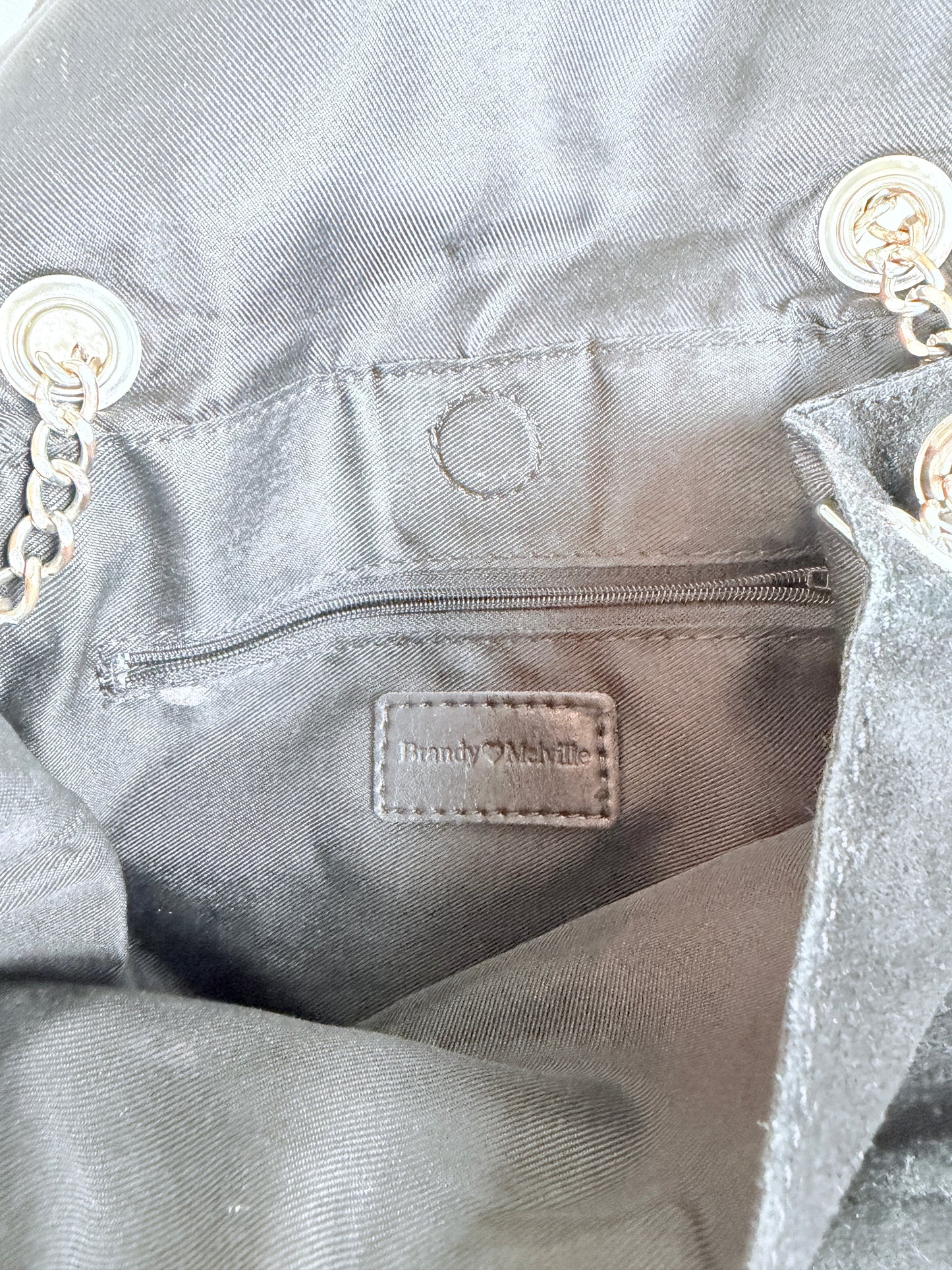 Brandy Melville (n/a) 🖤📸🌌🔗 indie sleaze tumblr-era suede chain mini bag satchel magnetic close internal zipper