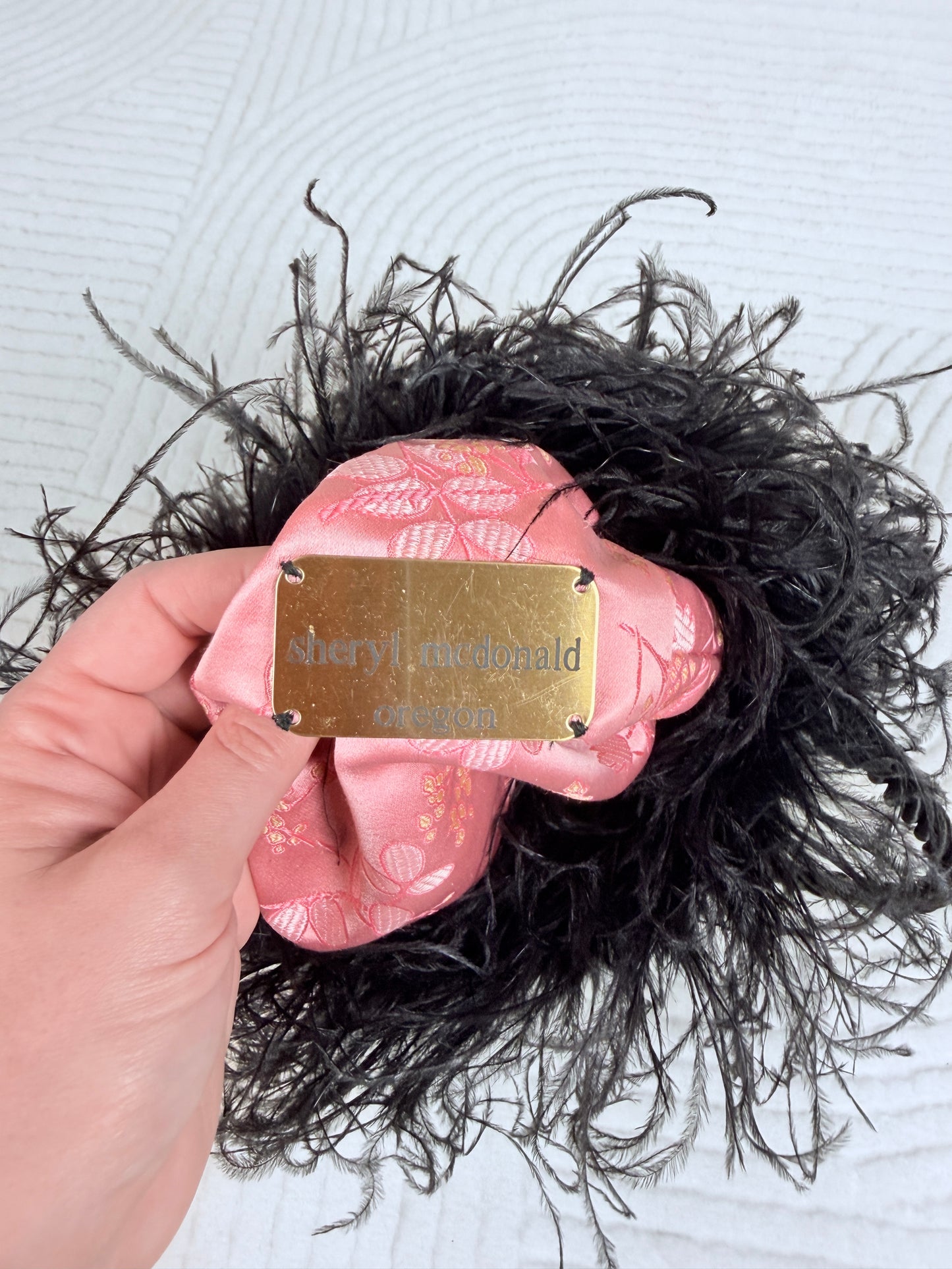 Sheryl McDonald velvet feather mini bag 🖤🕶️🪩👜 noir gothic glam y2k extra luxe statement funky fun bag