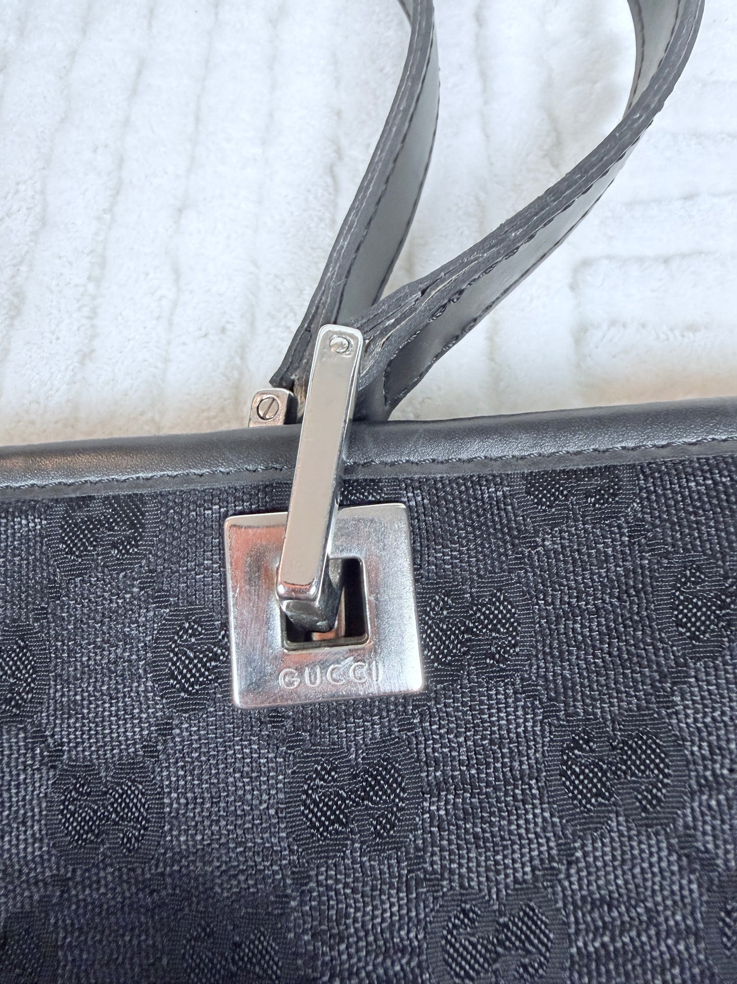 DOUPE Gucci Tote (n/a) 🖤👜🌑🕶️  business siren sexy sleek work black bag with silver hardware and leather accents