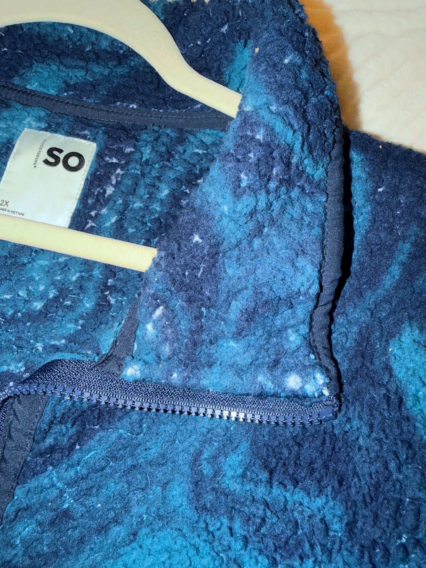 Full-Bag Value Bundle (XL+) 💙🌀🌊🧊 electric blue swirl fleece, black and blue Guy Fieri flame button down raver (factory tagged: