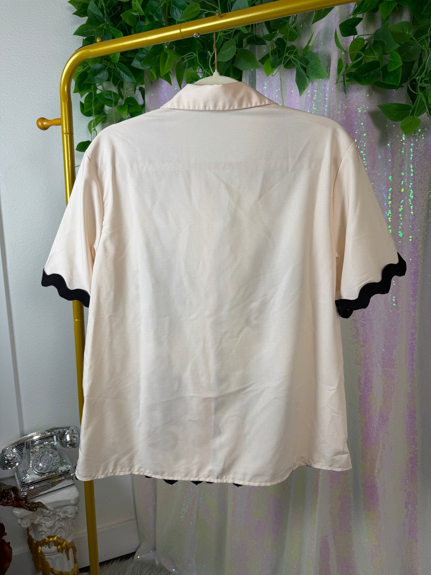 Full-Bag Value Bundle (L) 🖤🔥🪩🌙 local dive bar smoke section hero trio, orange and black flannel hoodie, black bandana long sleeve button down, & black & cream funky button down t-shirt (factory tagged: L)