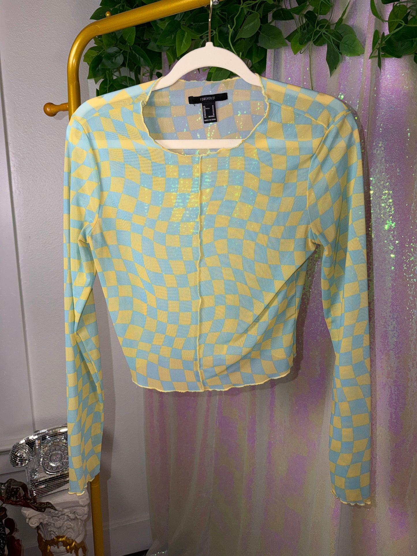 Full-Bag Value Bundle (M) 🌈🌀🍋🪩 neon green and rainbow ravers mirage festival swirl funky party set terry cloth button down romper, warped checkered mesh top, and festival acid sweatpants (factory tagged: M)