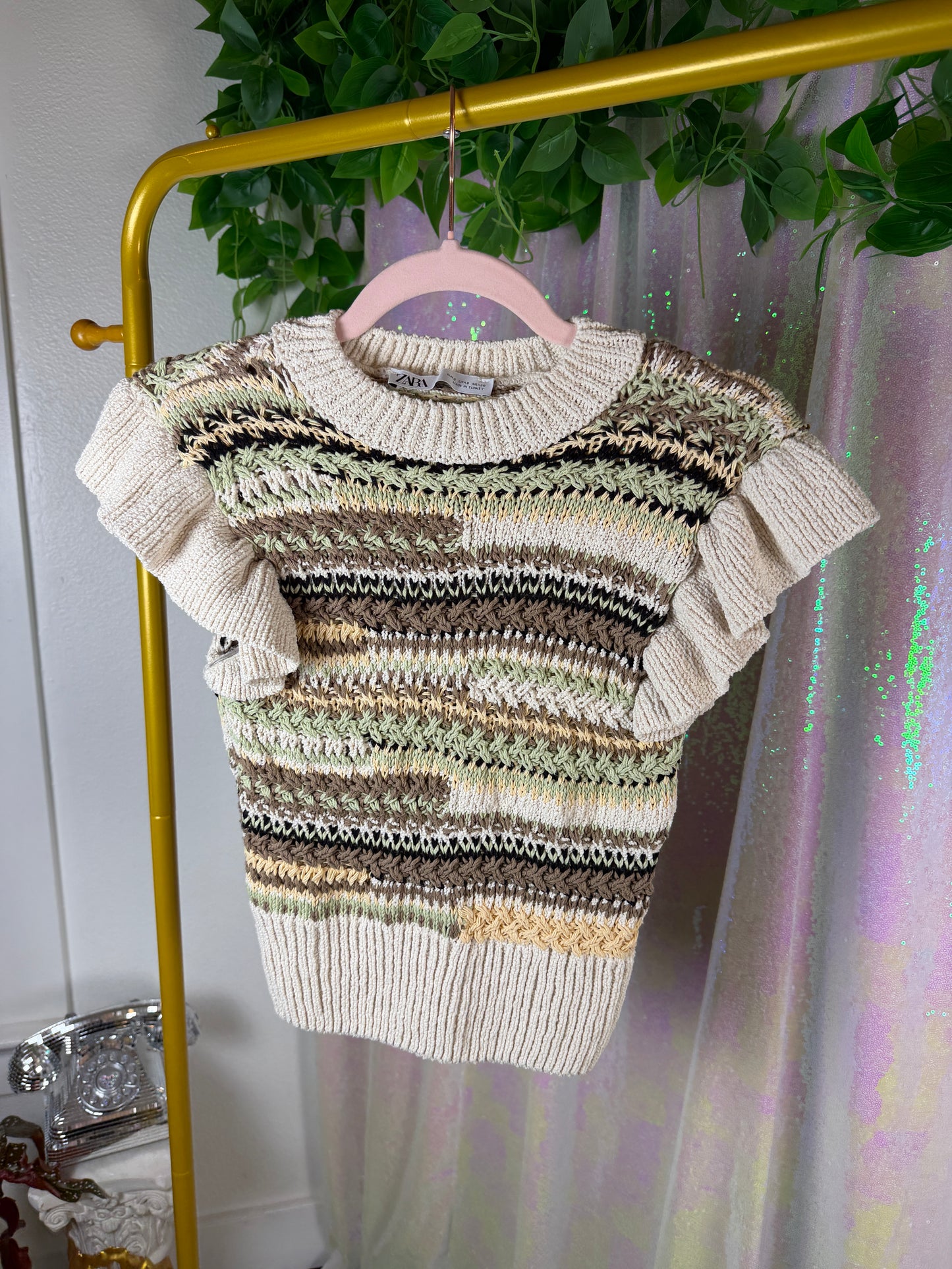 Full-Bag Value Bundle (M) 🌿🍯☕🍂 earthy fairy bard cottagecore studious milk maiden brown, cream knit crochet draw string crop tops and green cargo pants (factory tagged: 6, M, S)