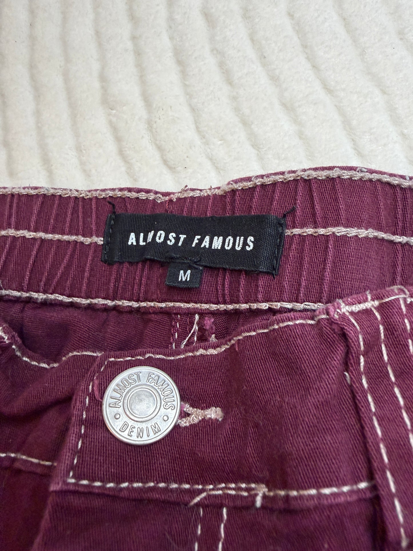 Full-Bag Value Bundle (M) 🌿🐆🌫️🍒 steamy jungle explorer brown and black cheetah print, gray rhinestoned cross t-shirt, green athletic long sleeve crop top, acid swirl gray and white t shirt, berry burgundy cargo pants (factory tagged: M)