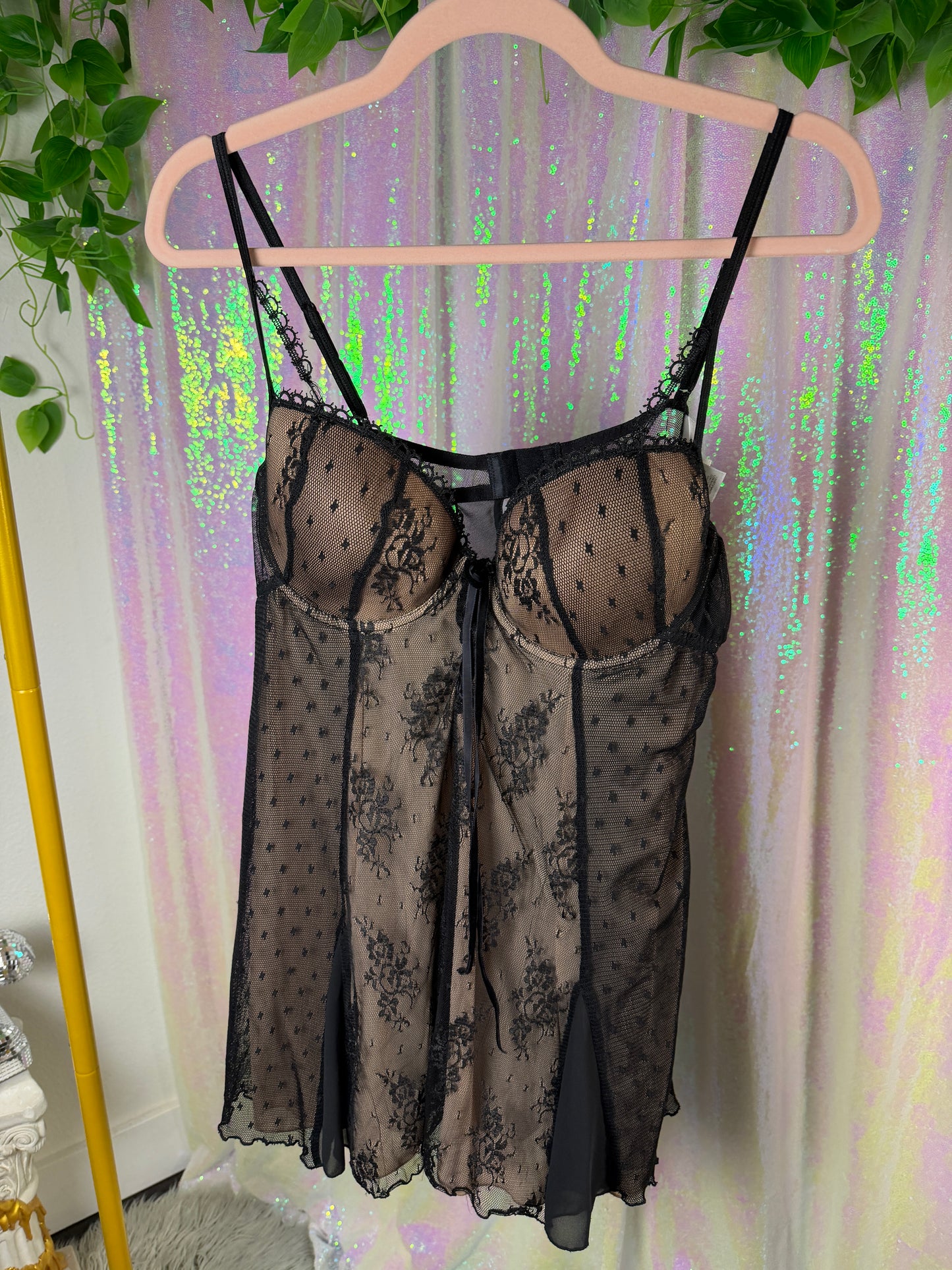 Quarter-Bag Value Bundle (XL+) 🖤🐈‍⬛🌹🕷️ midnight flower pollinator fairy void siren black and pink mesh and silky laced slips intimates delicates INC (factory tagged: XL)