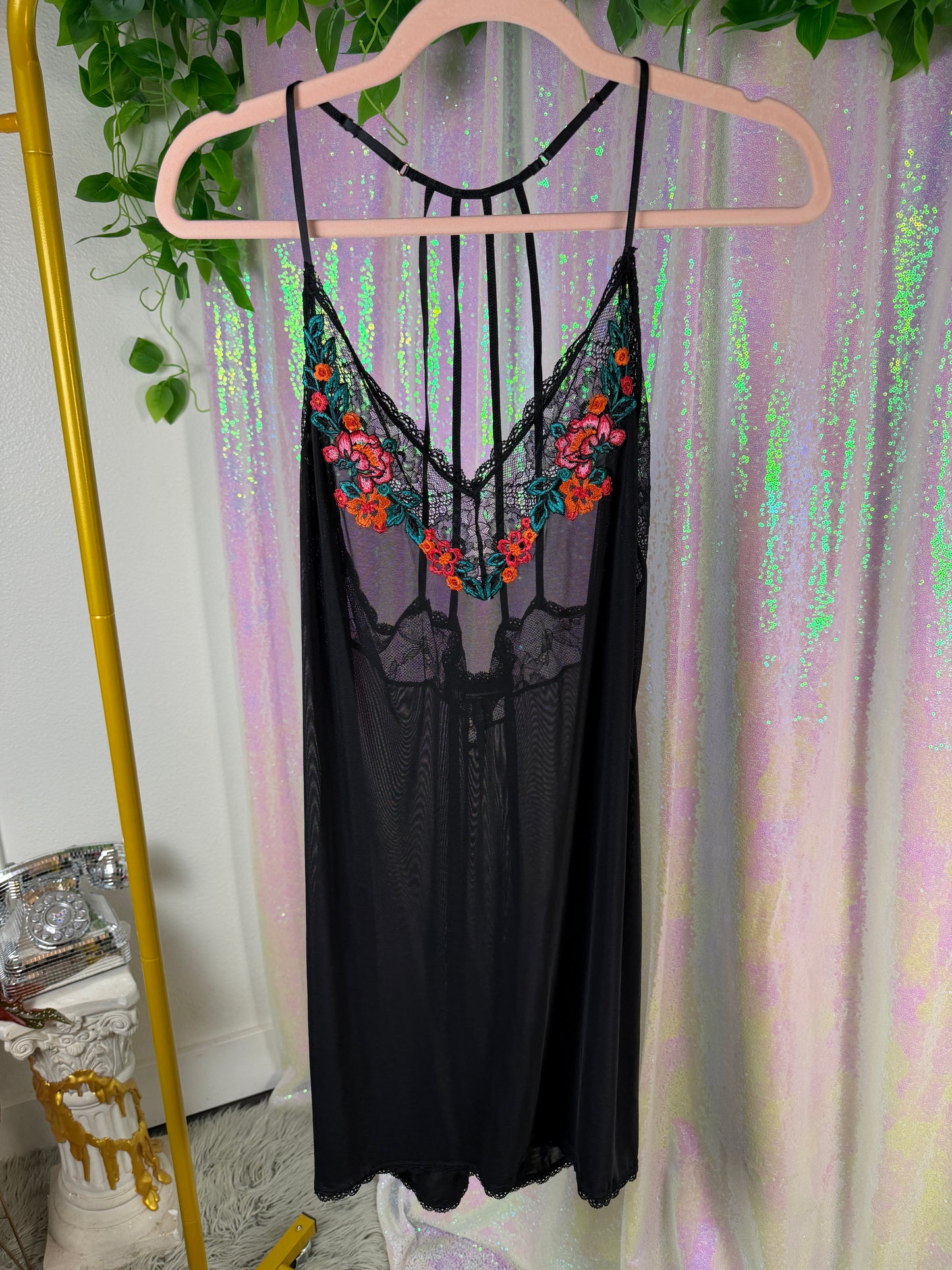 Quarter-Bag Value Bundle (XL+) 🖤🐈‍⬛🌹🕷️ midnight flower pollinator fairy void siren black and pink mesh and silky laced slips intimates delicates INC (factory tagged: XL)