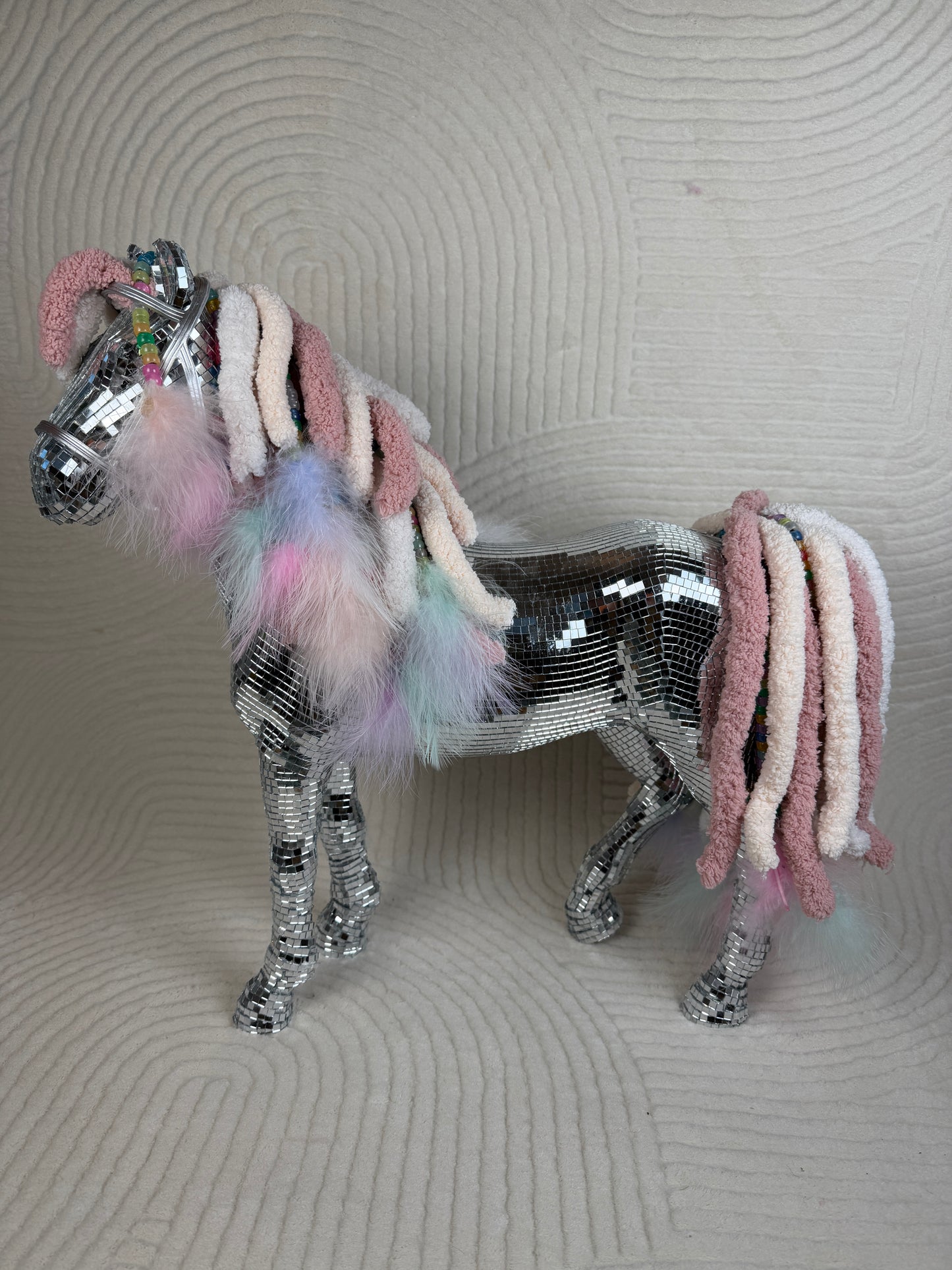 Pink Pony Club Disco Statue (~HANDMADE~) 🪩🐴💘🎀 my little pony realness reworked repurposed american girl doll horse home decor