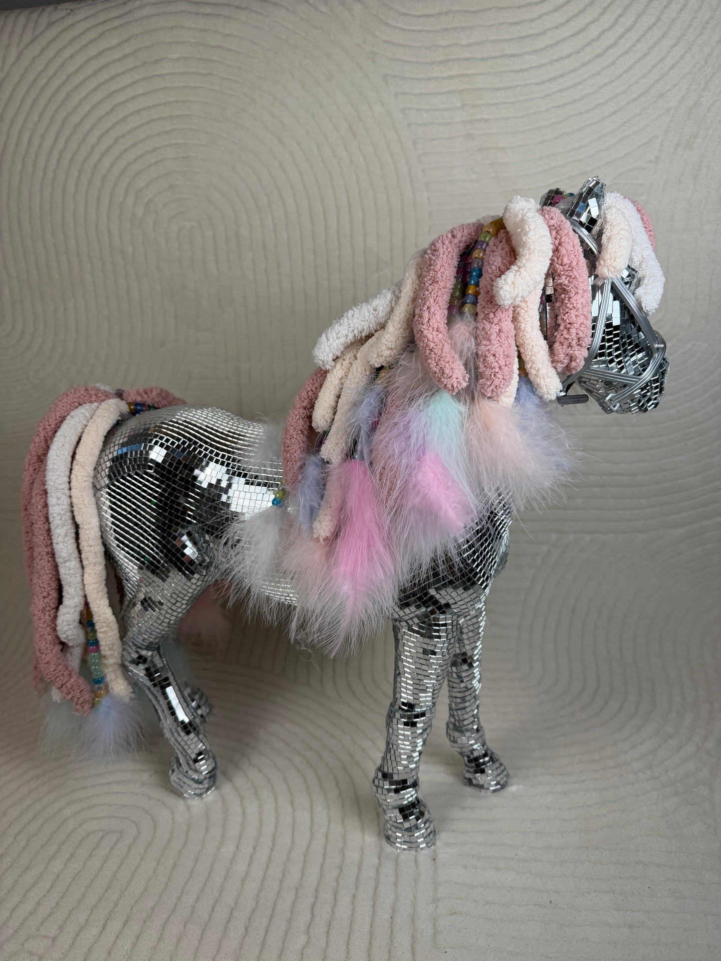 Pink Pony Club Disco Statue (~HANDMADE~) 🪩🐴💘🎀 my little pony realness reworked repurposed american girl doll horse home decor