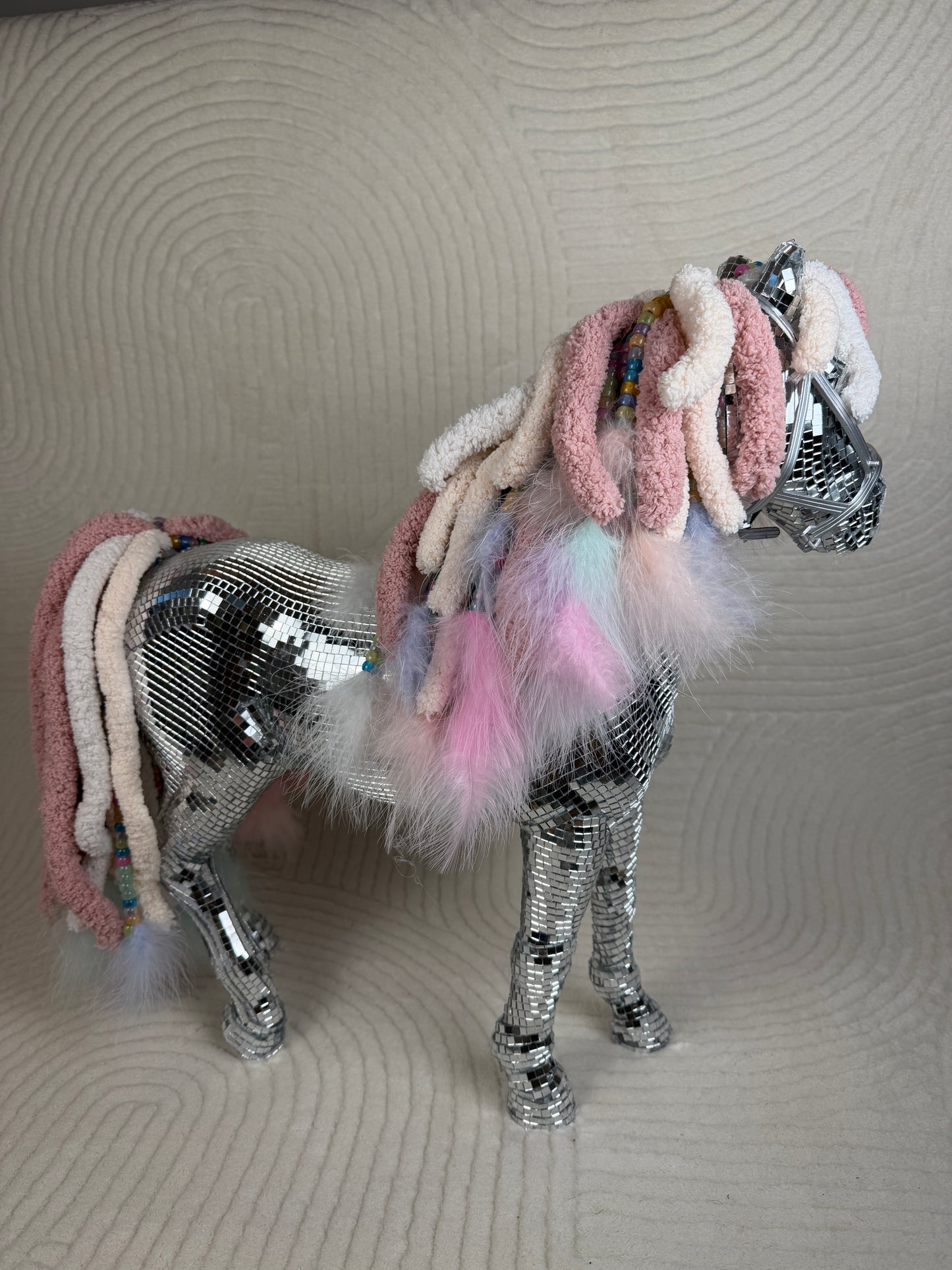 Pink Pony Club Disco Statue (~HANDMADE~) 🪩🐴💘🎀 my little pony realness reworked repurposed american girl doll horse home decor