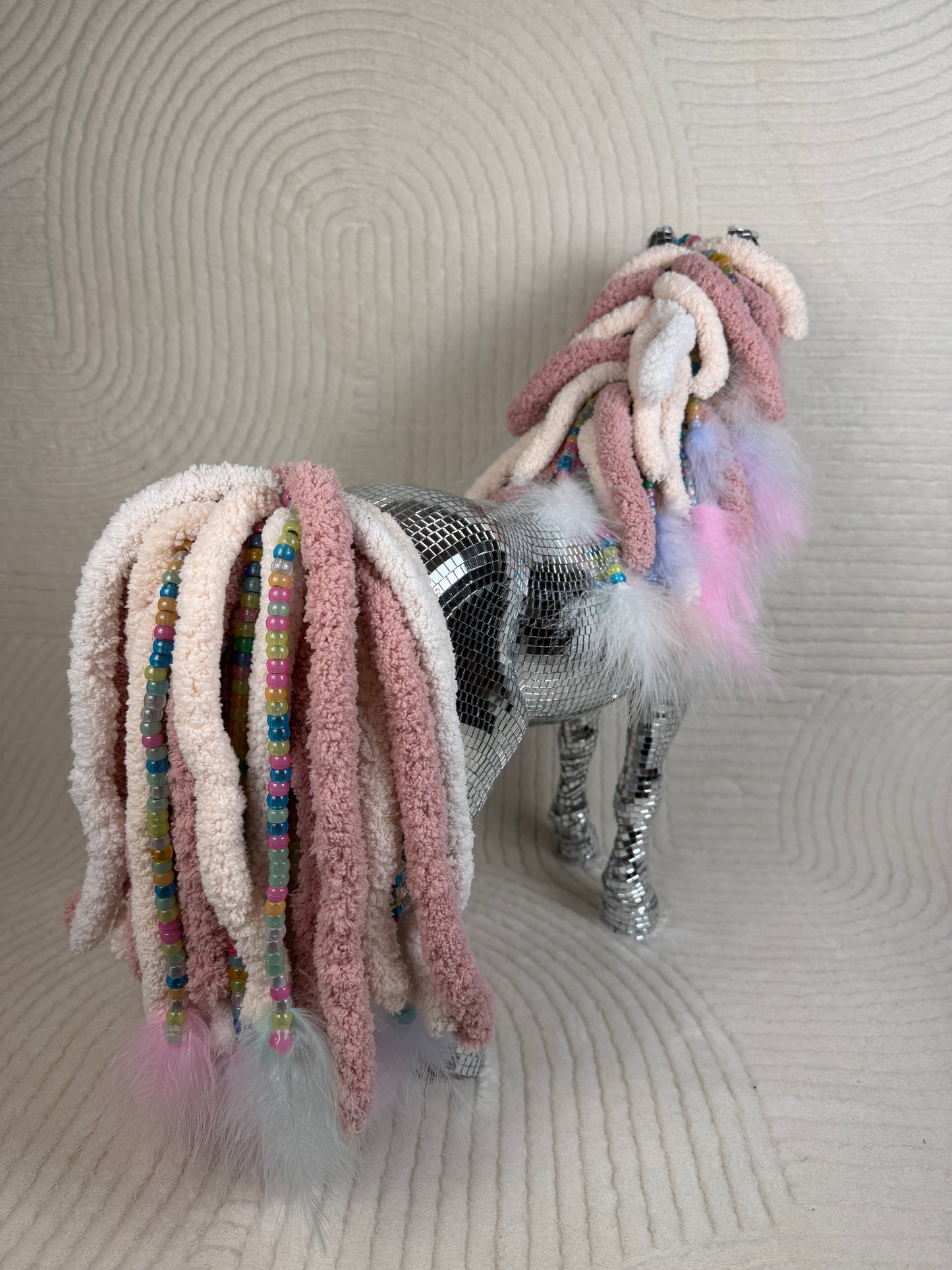 Pink Pony Club Disco Statue (~HANDMADE~) 🪩🐴💘🎀 my little pony realness reworked repurposed american girl doll horse home decor