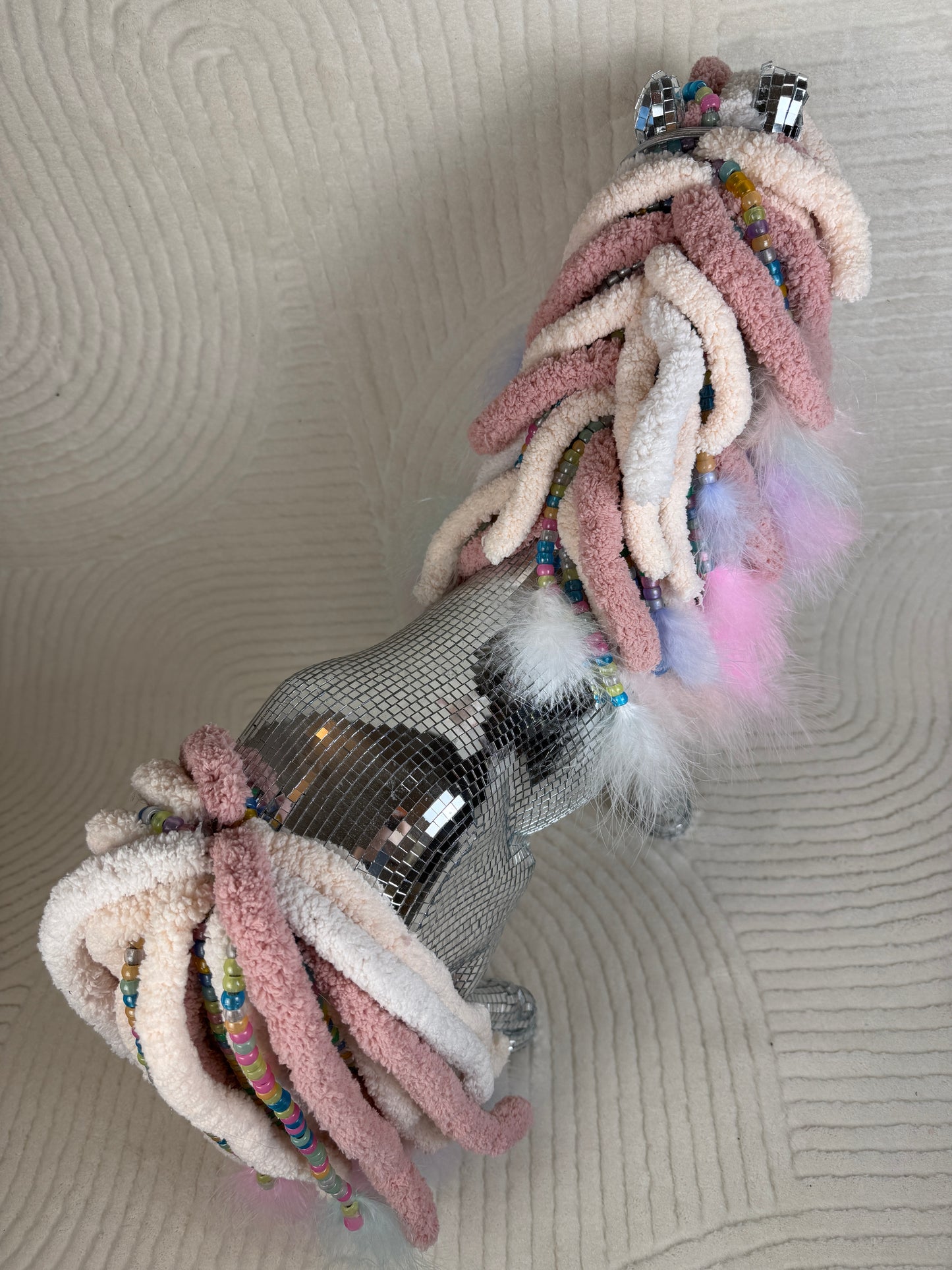 Pink Pony Club Disco Statue (~HANDMADE~) 🪩🐴💘🎀 my little pony realness reworked repurposed american girl doll horse home decor