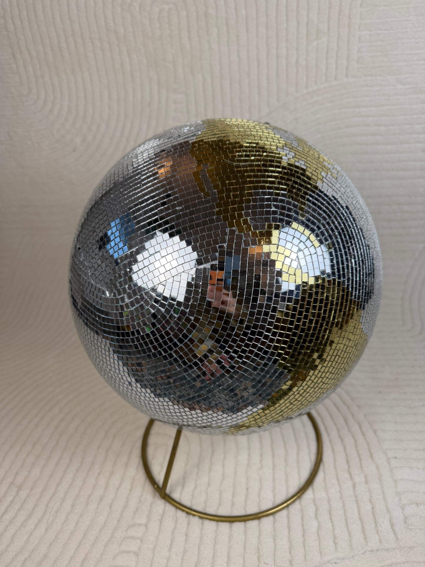 Gold-Silver Disco Globe Sculpture (~HANDMADE~) 🌍✨🪩🌙  handmade reworked and repurposed home decor