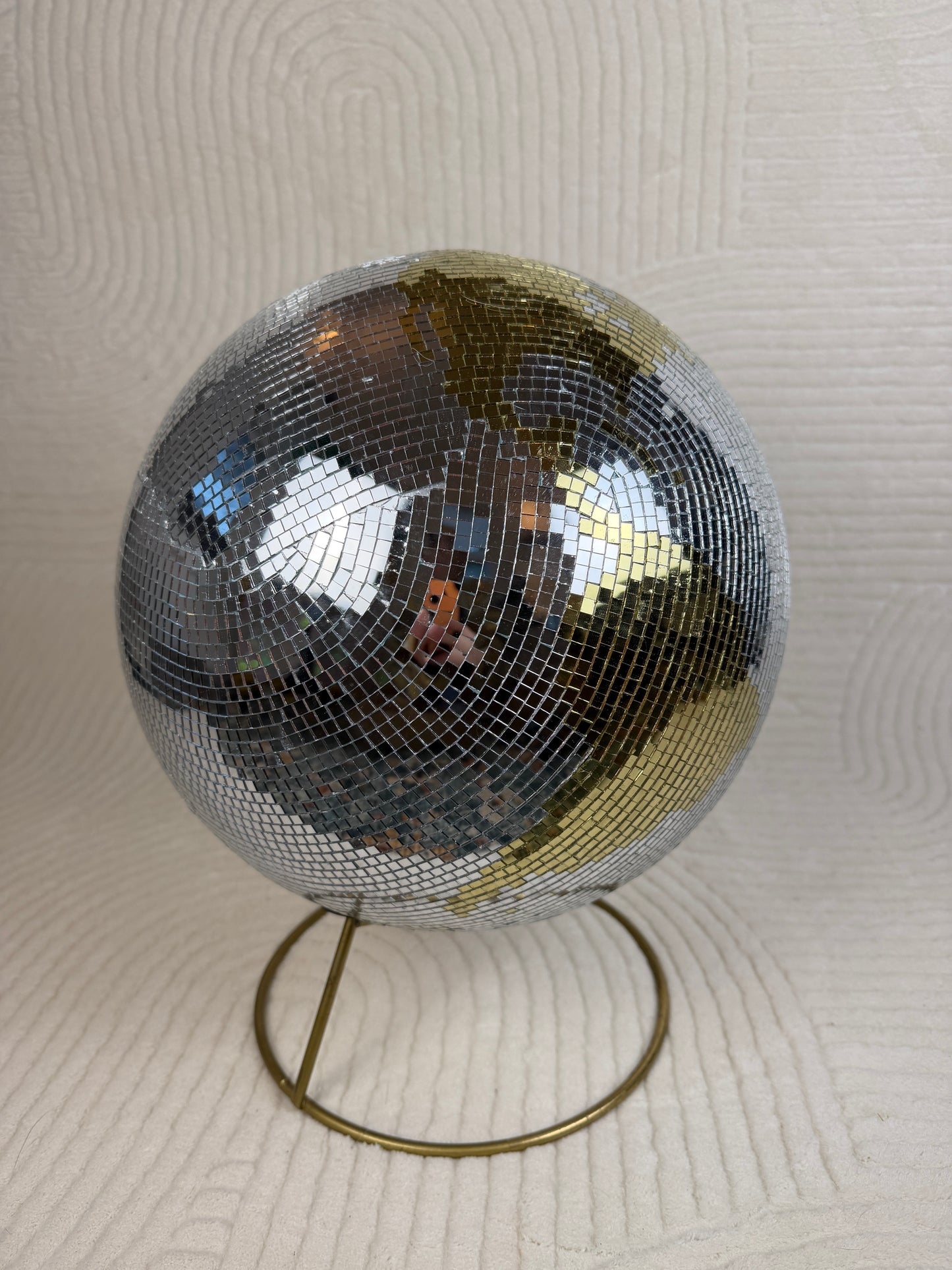 Gold-Silver Disco Globe Sculpture (~HANDMADE~) 🌍✨🪩🌙  handmade reworked and repurposed home decor