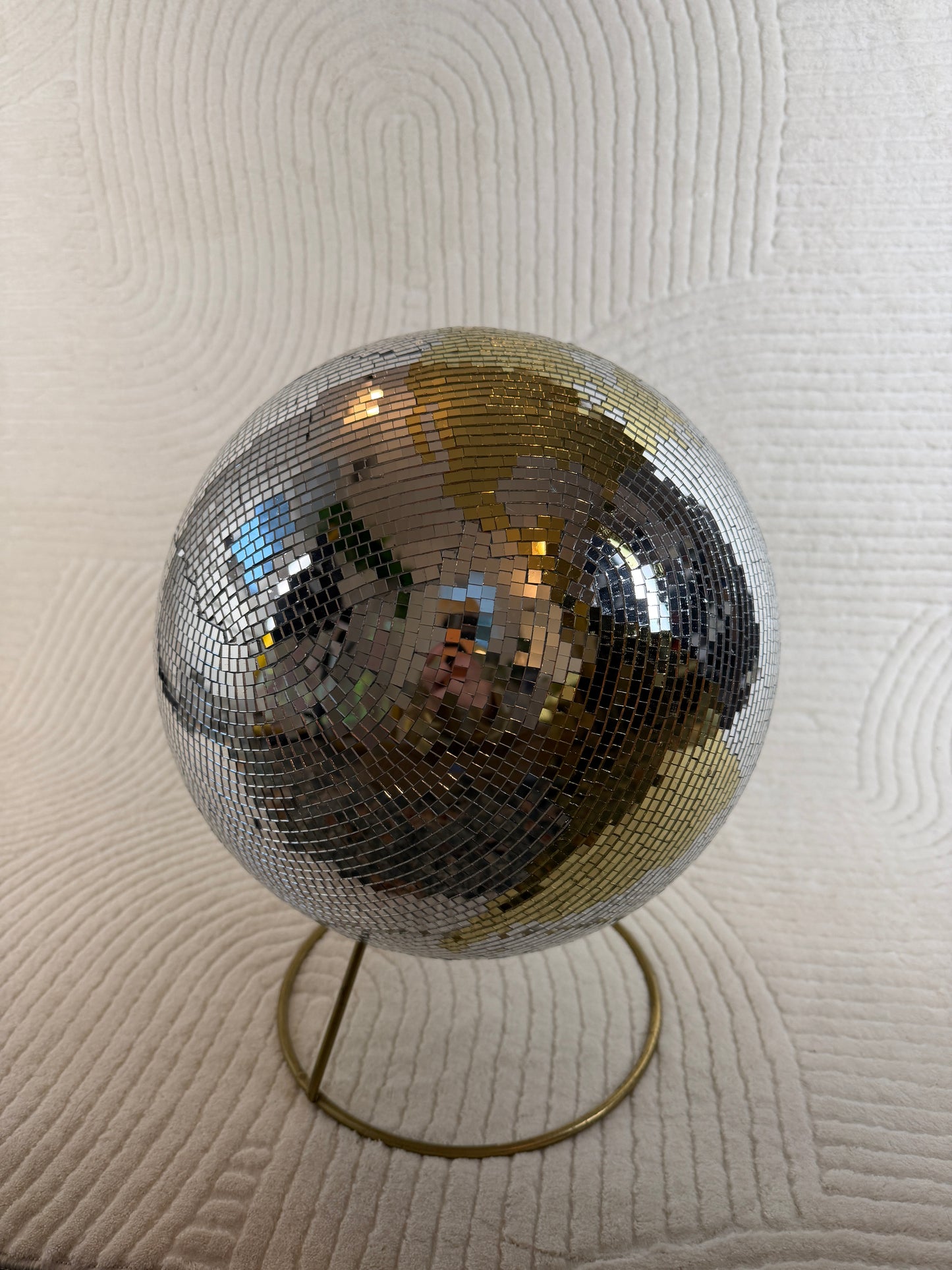Gold-Silver Disco Globe Sculpture (~HANDMADE~) 🌍✨🪩🌙  handmade reworked and repurposed home decor