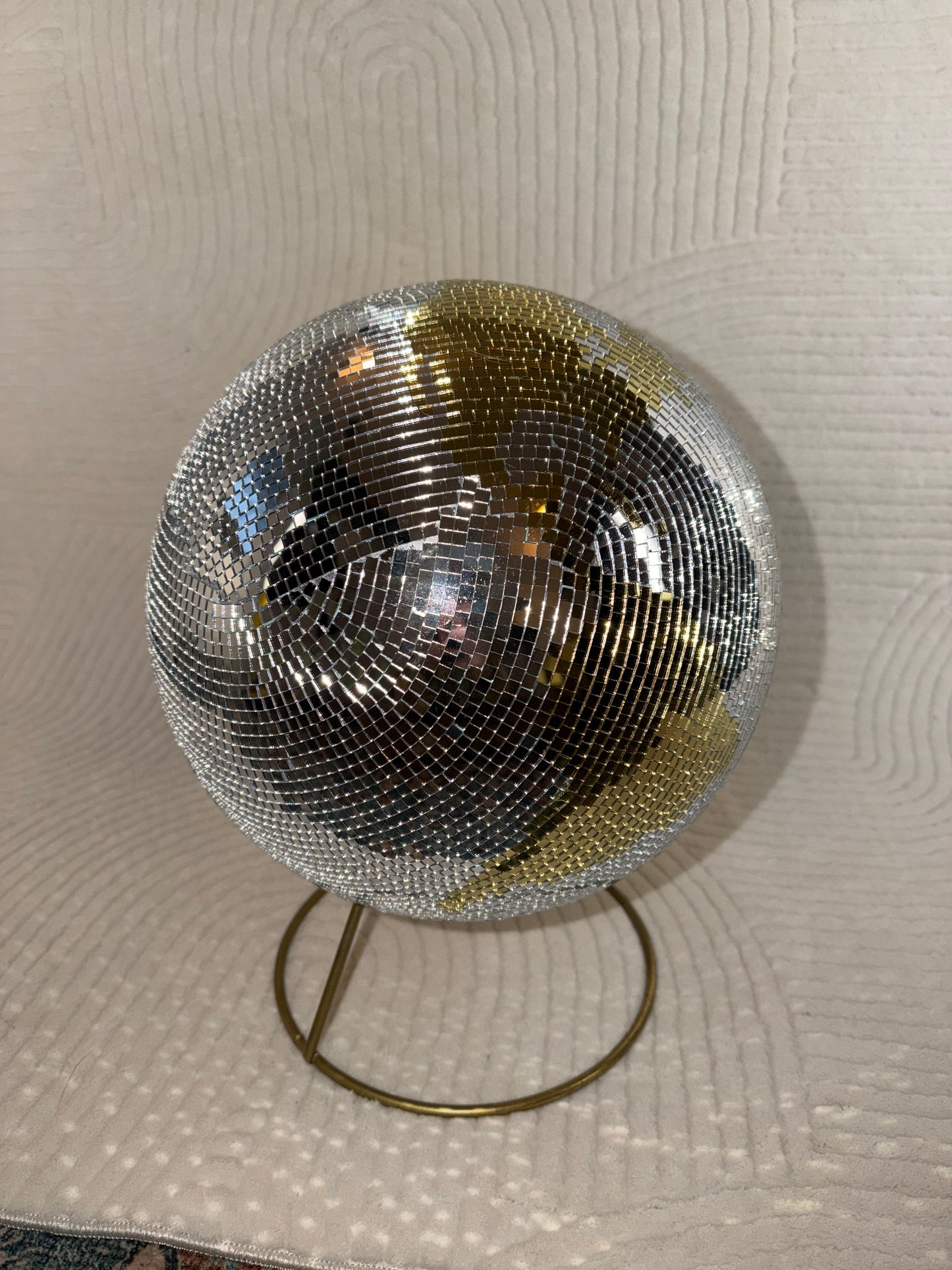 Gold-Silver Disco Globe Sculpture (~HANDMADE~) 🌍✨🪩🌙  handmade reworked and repurposed home decor