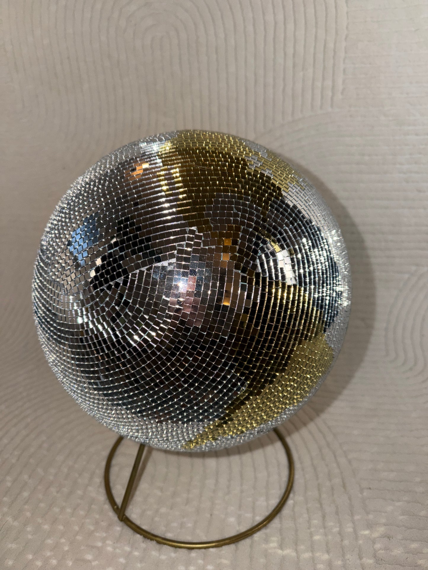 Gold-Silver Disco Globe Sculpture (~HANDMADE~) 🌍✨🪩🌙  handmade reworked and repurposed home decor