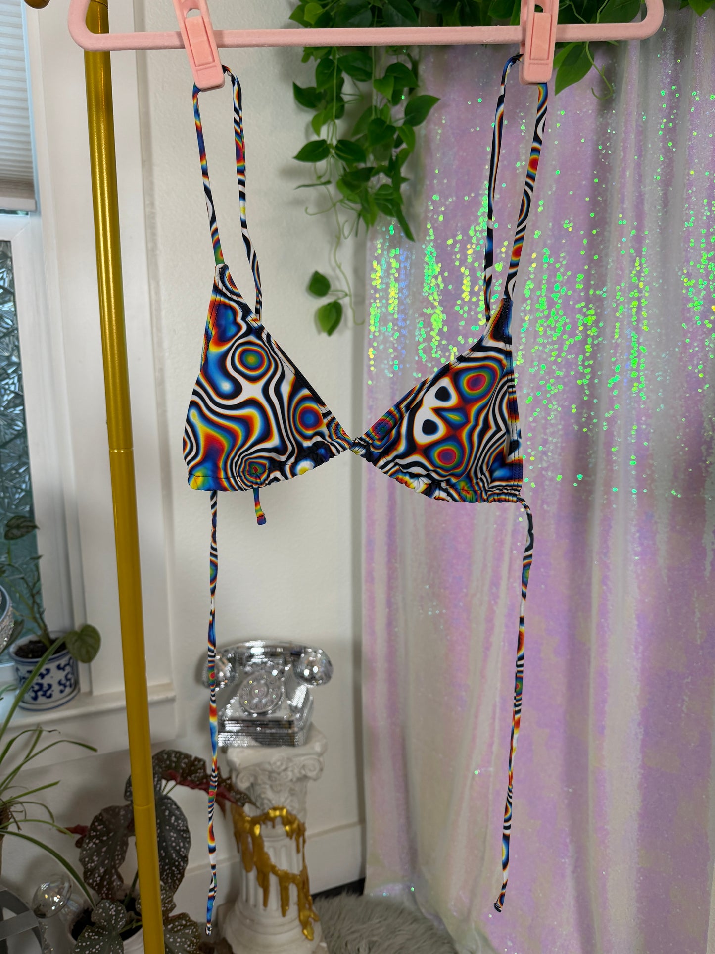 Half-Bag Bundle (M) ✨🌀🖤💜🌈 psychedelic swirls see-thru siren trippy rainbow swirls, black &amp; white zebra, lavender sheer (factory tagged: M)