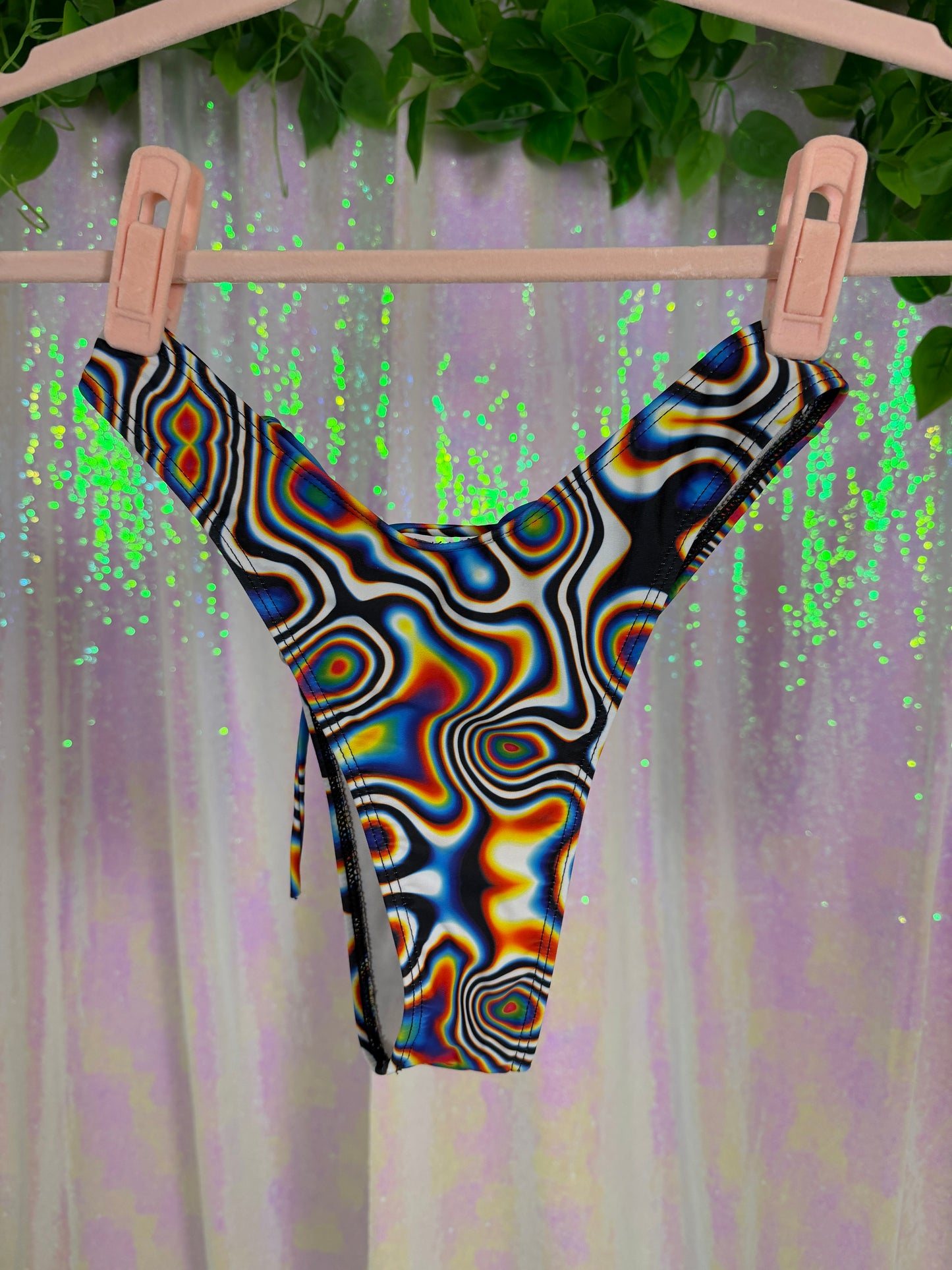 Half-Bag Bundle (M) ✨🌀🖤💜🌈 psychedelic swirls see-thru siren trippy rainbow swirls, black &amp; white zebra, lavender sheer (factory tagged: M)