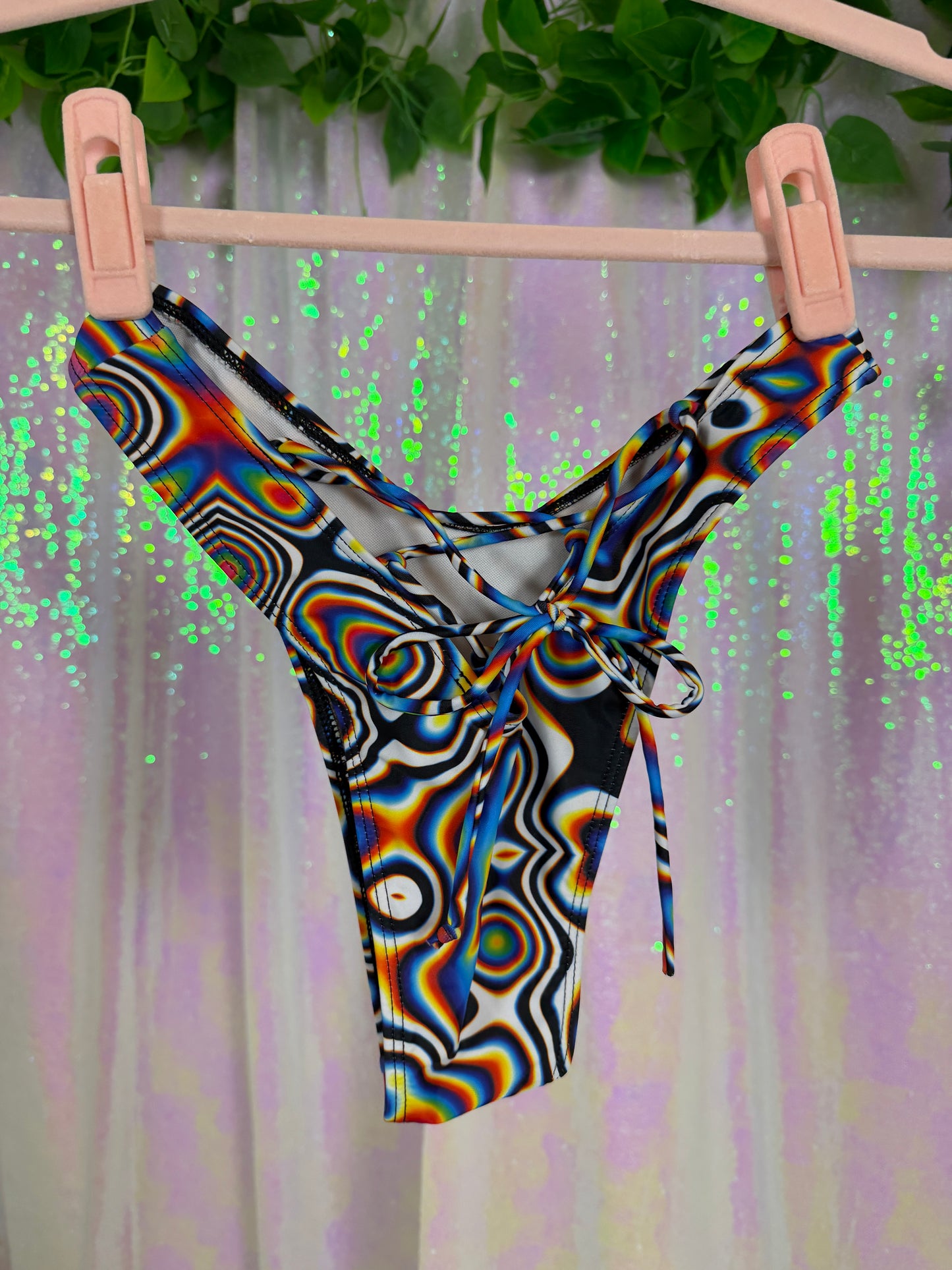 Half-Bag Bundle (M) ✨🌀🖤💜🌈 psychedelic swirls see-thru siren trippy rainbow swirls, black &amp; white zebra, lavender sheer (factory tagged: M)