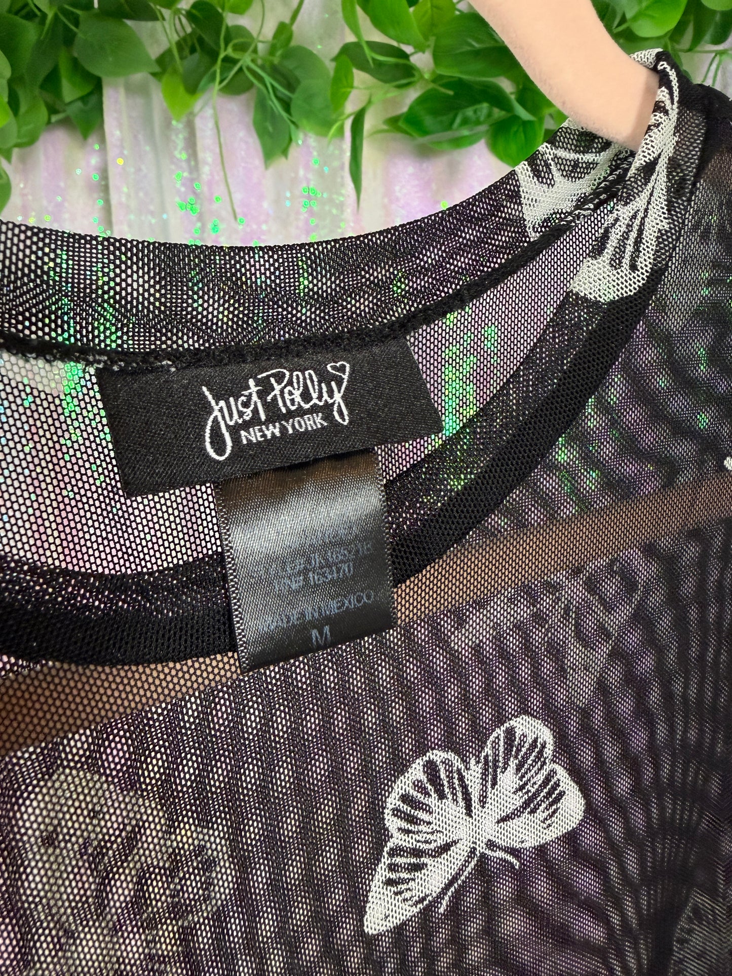 Half-Bag Bundle (M) ✨🌀🖤💜🌈 psychedelic swirls see-thru siren trippy rainbow swirls, black &amp; white zebra, lavender sheer (factory tagged: M)