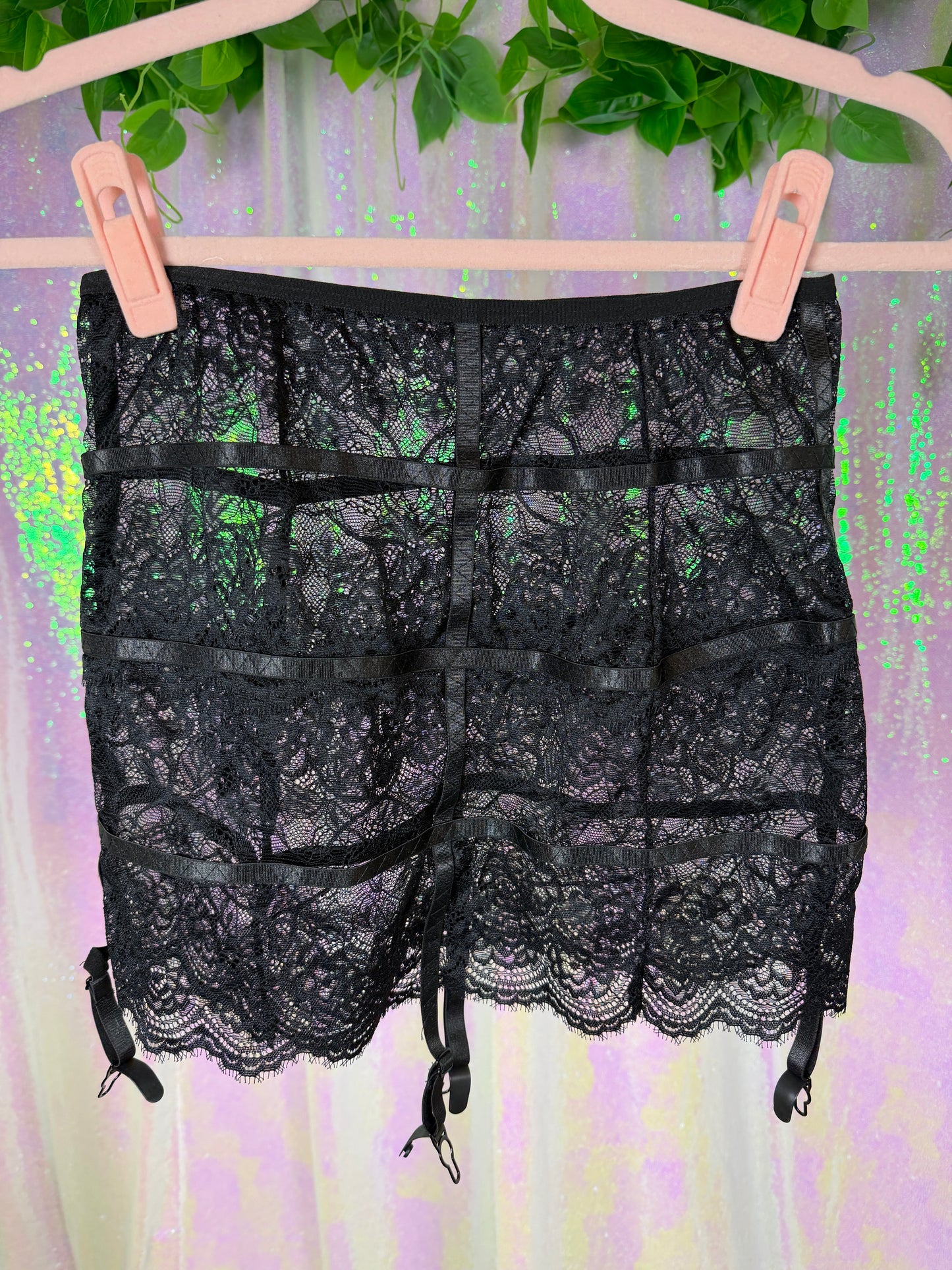 Quarter-Bag Bundle (S) — 🖤🪩🥀🎱 soft noir satin lounge lingerie lace layering, after-dark sexy cyberfembot  (factory tagged: S, M)