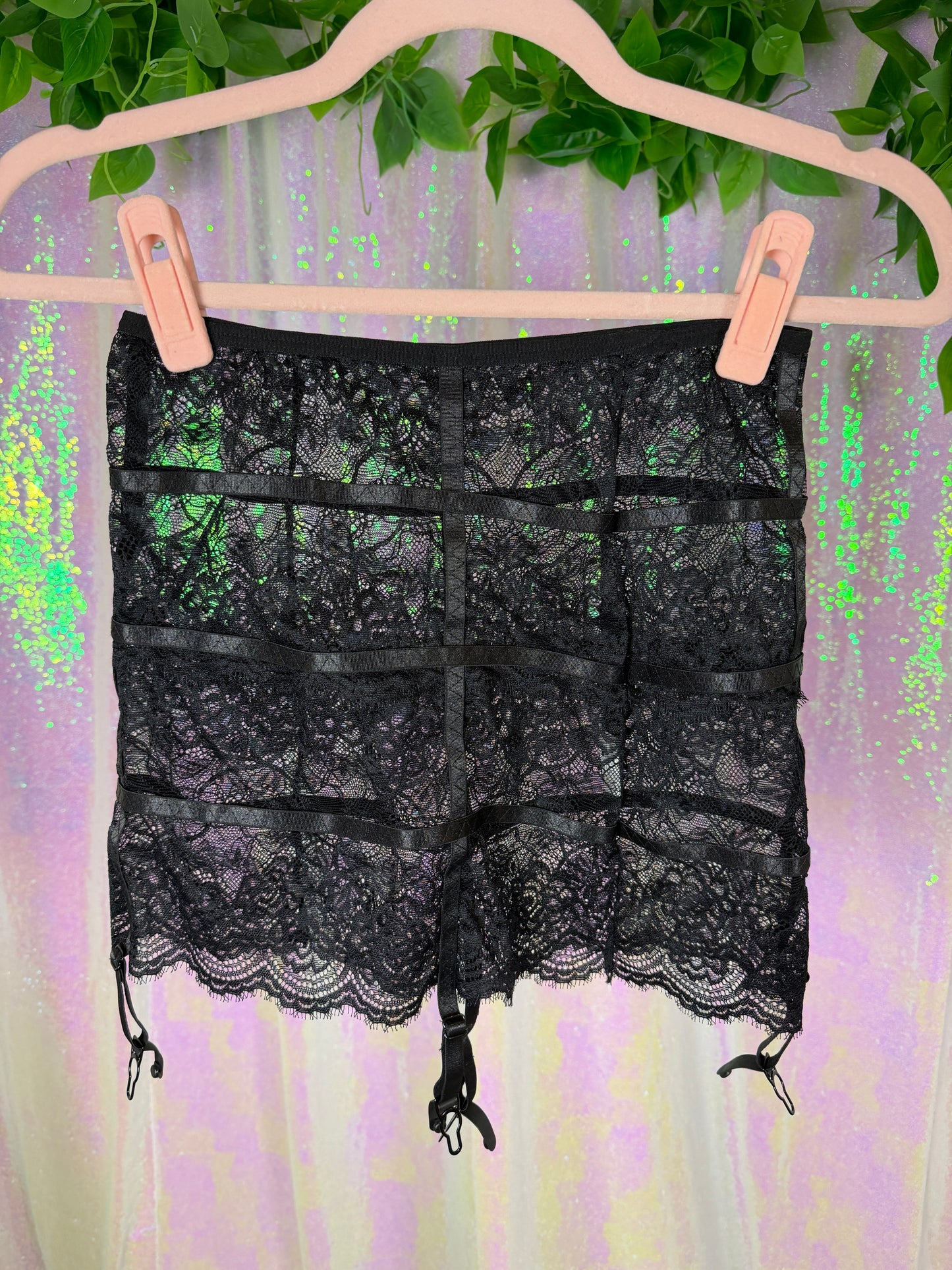 Quarter-Bag Bundle (S) — 🖤🪩🥀🎱 soft noir satin lounge lingerie lace layering, after-dark sexy cyberfembot  (factory tagged: S, M)