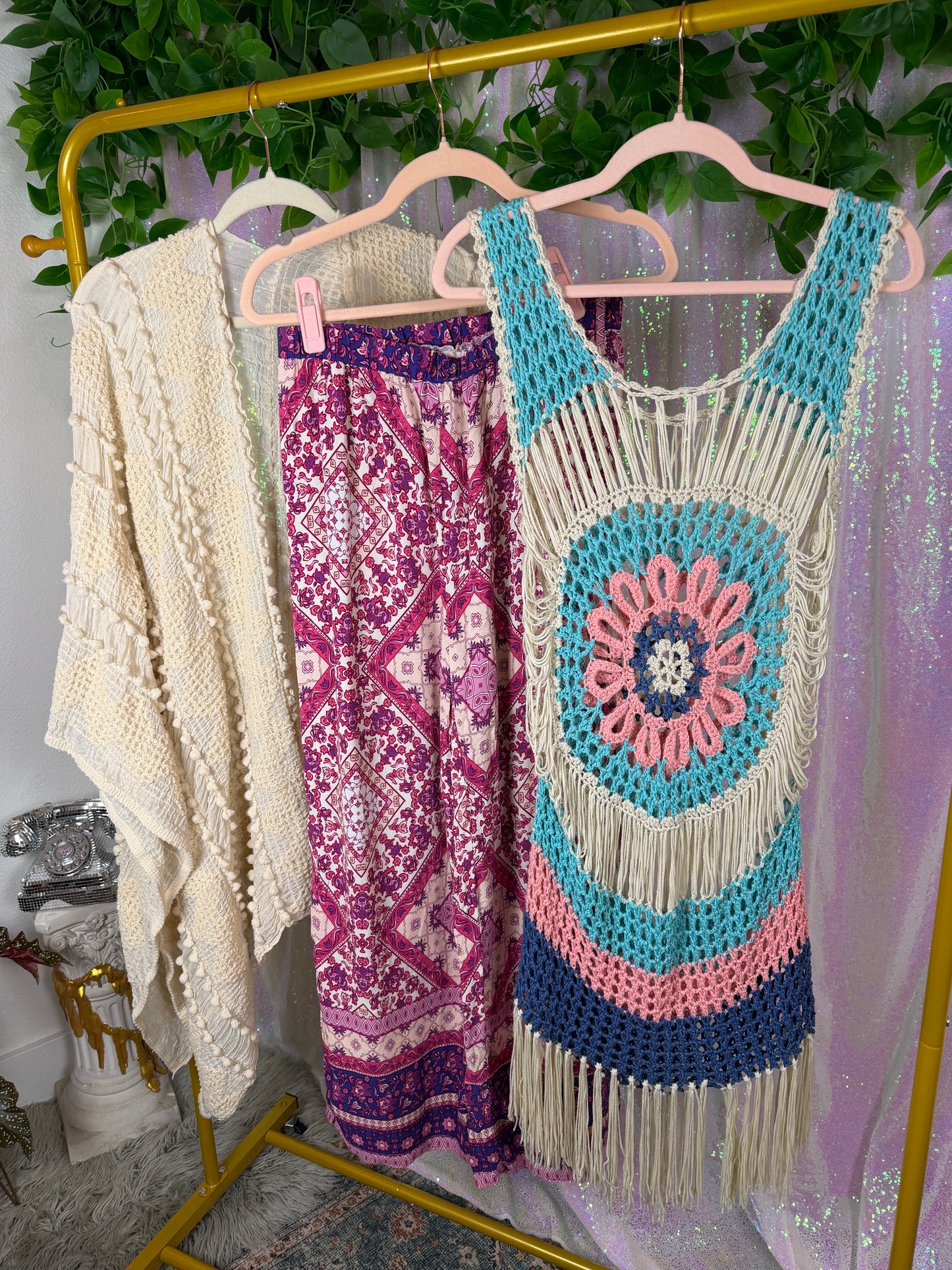 Full-Bag Bundle (L) — 🌸🌿🍬🌞 boho festival crochet coastal cowgirl, soft prairie pirate princess layering (factory tagged: L, XL+)