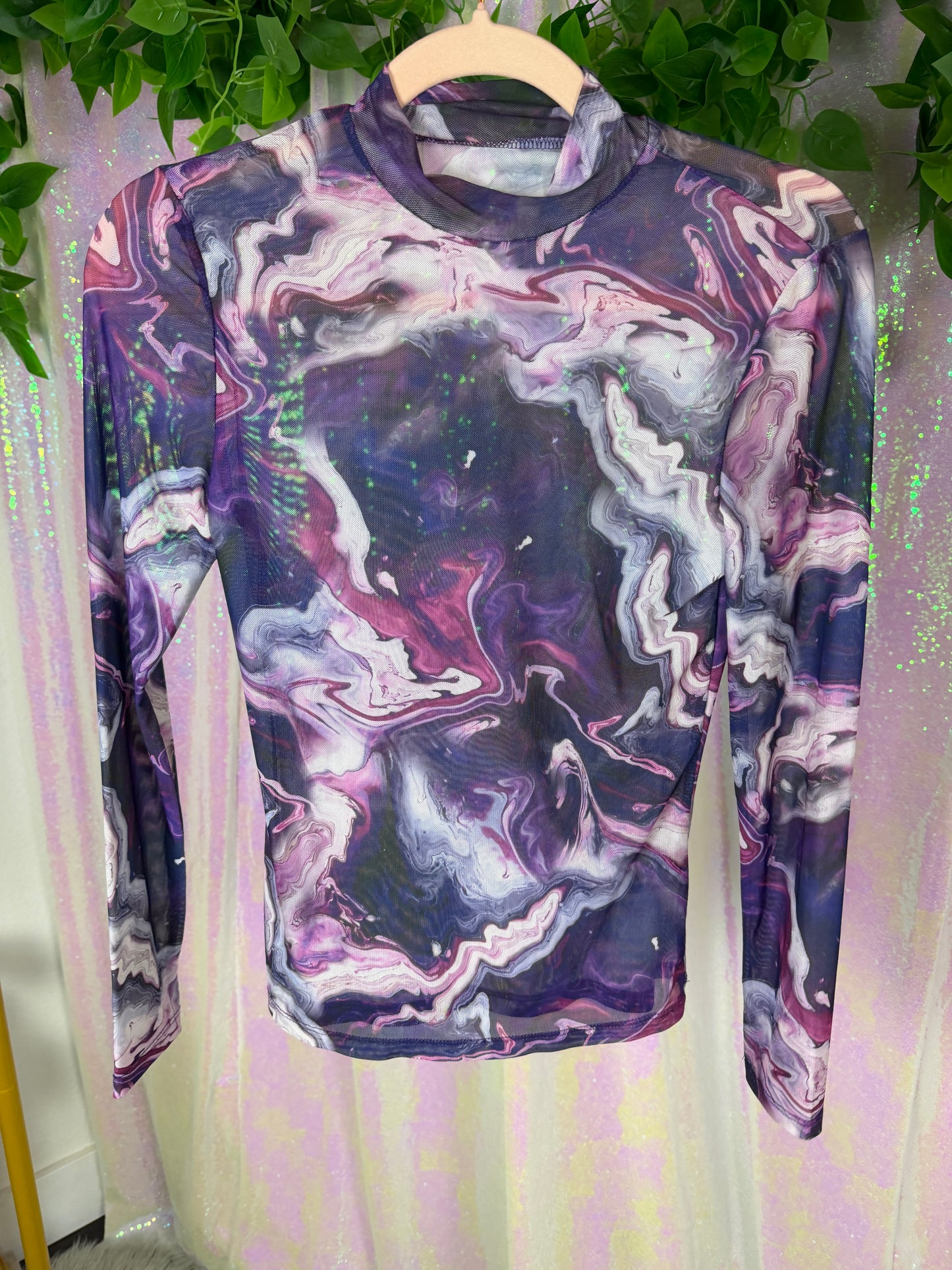 Half-Bag Bundle (M) — 🌀🫧🕊️🎧 soft renaissance raver, liquid marble mesh, sappy sapphic lesbo graphic (factory tagged: M, M, M, no tag)