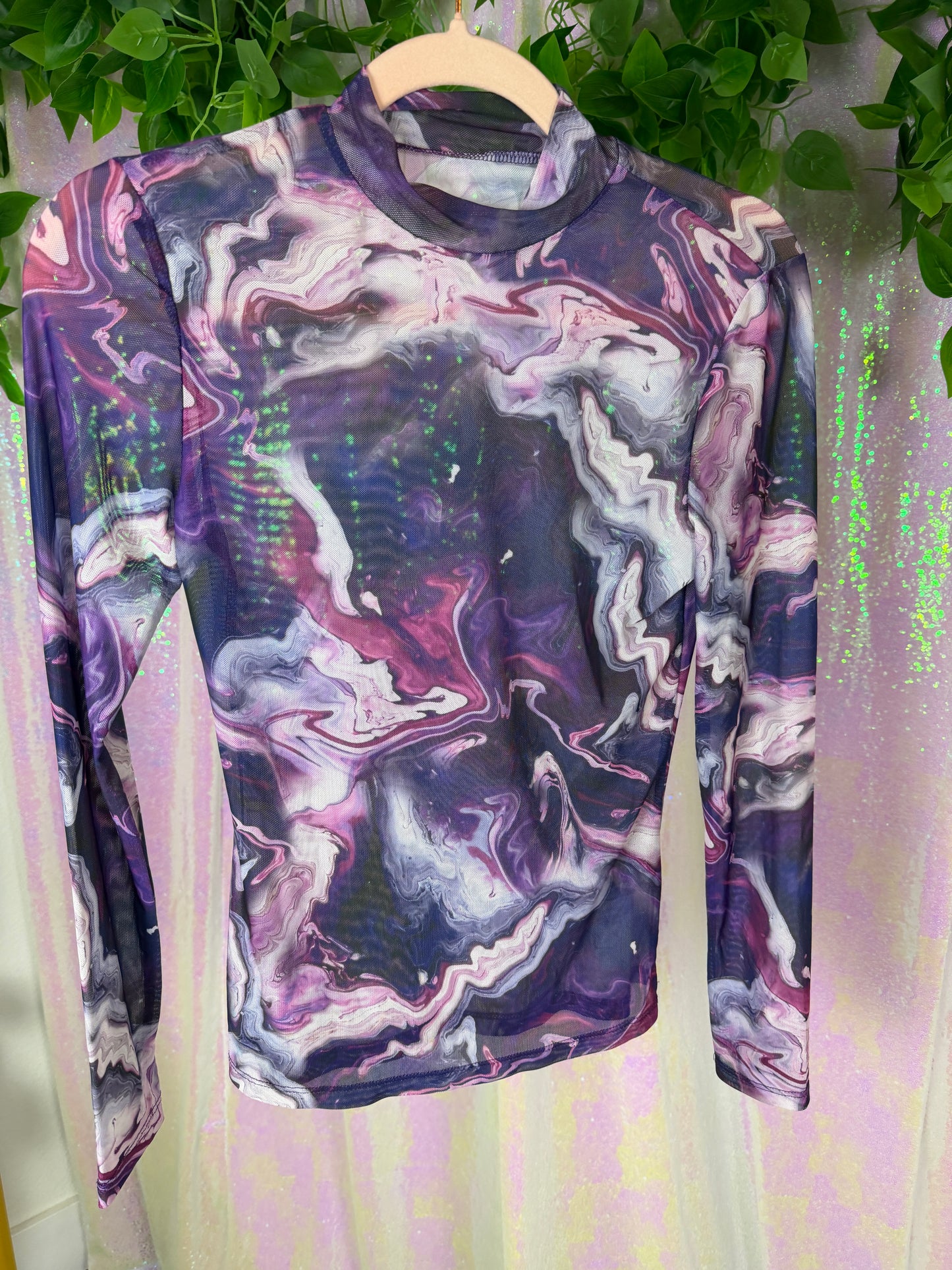 Half-Bag Bundle (M) — 🌀🫧🕊️🎧 soft renaissance raver, liquid marble mesh, sappy sapphic lesbo graphic (factory tagged: M, M, M, no tag)