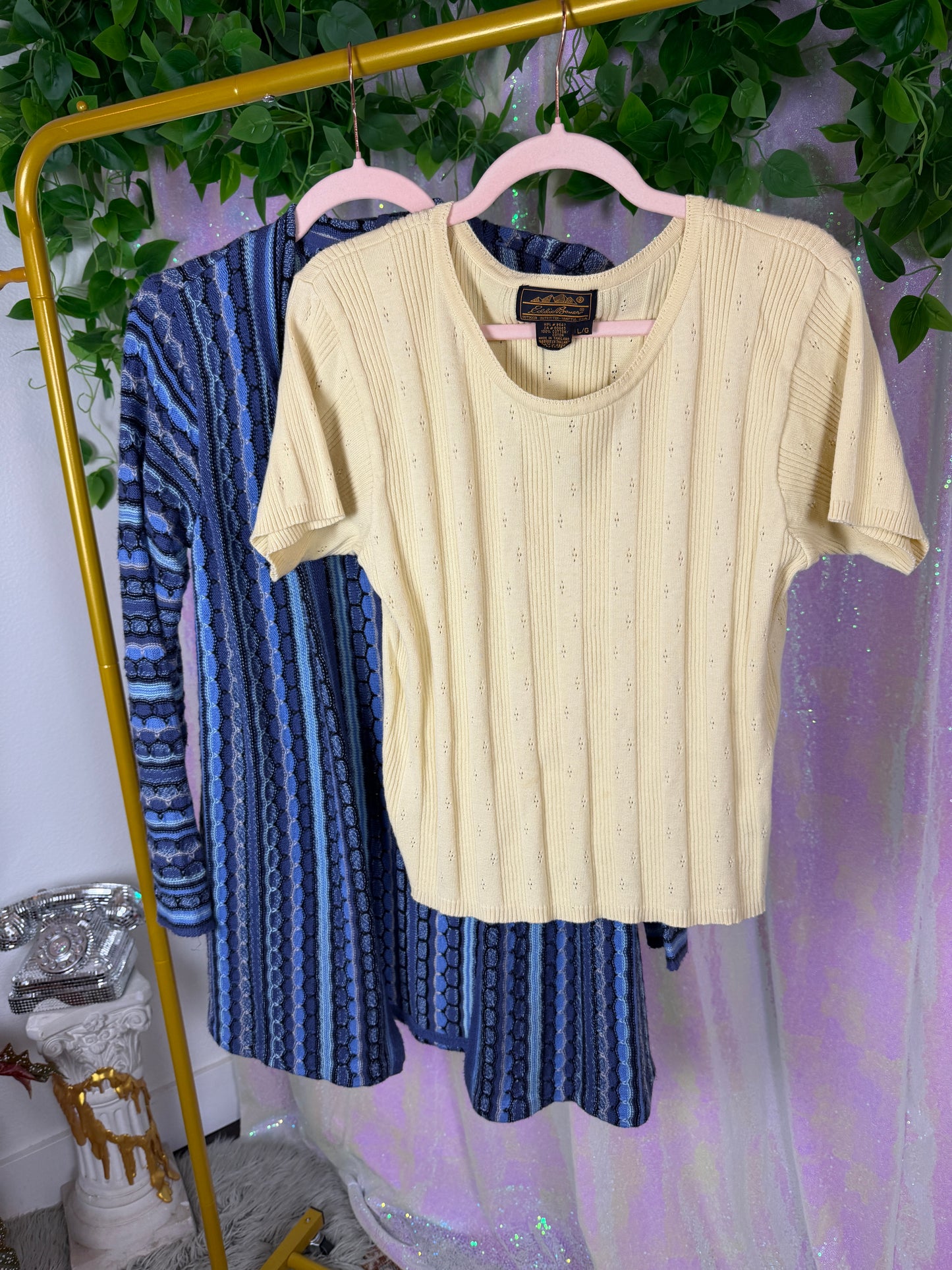 Half-Bag Bundle (M) — 💙🌀🧊🧵 soft 90s coastal grandma knits, groovy indie surfer beach layers, comfy sweater textured blues (factory tagged: S, L)