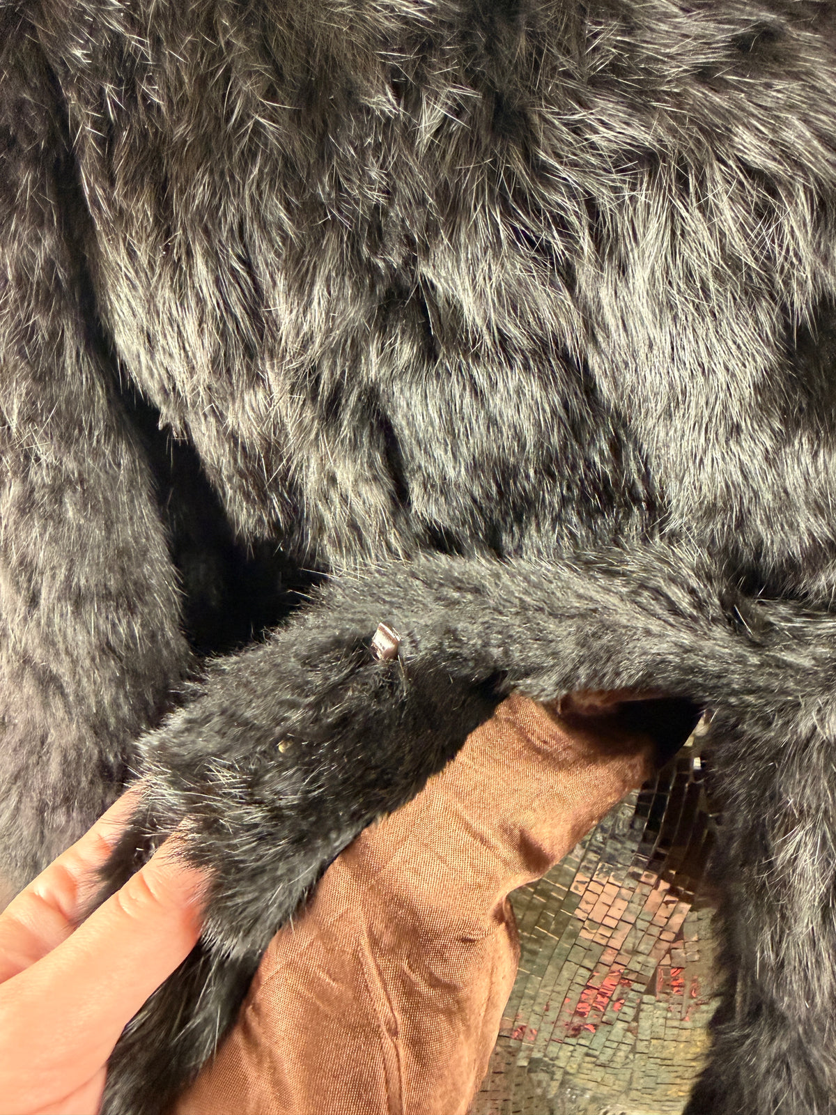 Jay Jacobs (S) 🗝️🖤🥀🦇 black plush ultra soft real rabbit fur vintage glam iconic shoulder padded statement jacket coat (factory tagged: N/A)