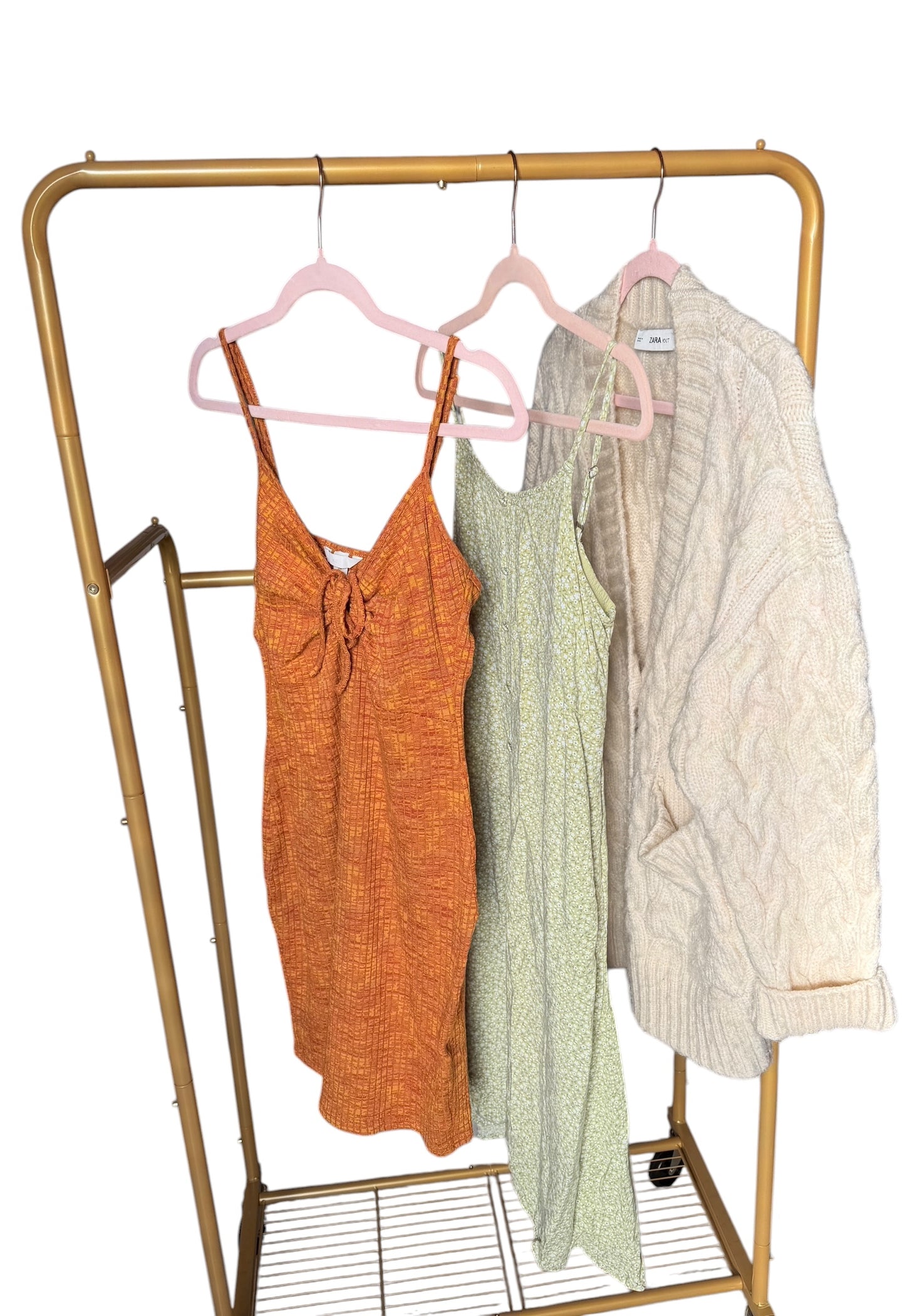 Full-Bag Value Bundle (M) 🍂🪞🍯🕯️ comfy cozy tumblr girl cottagecore reading ready snug as a bug in a rug knit cardigan & dresses, orange, cream, green